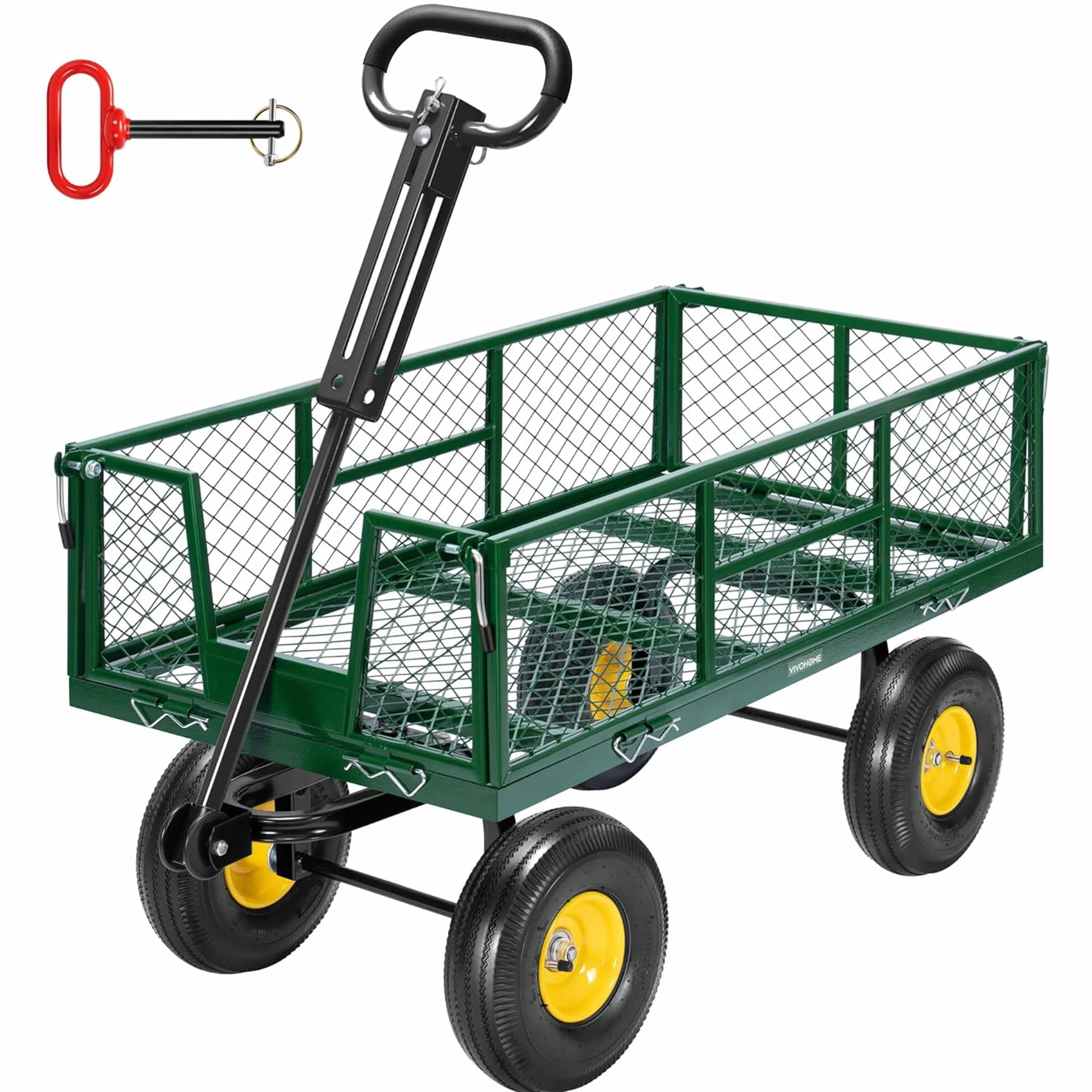VIVOHOME Wózek ogrodowy stalowy 408 kg 25 cm opona zielony do ATV traktora
