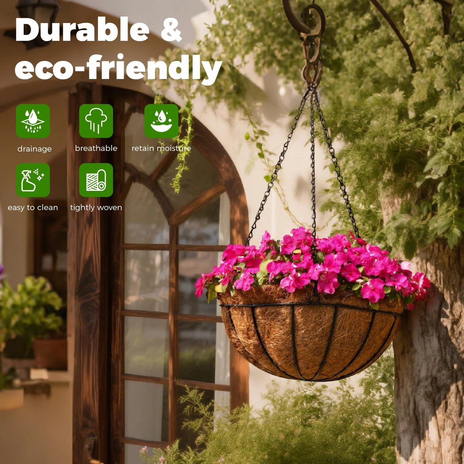 Bamworld Coco Liner Roll, 30 x 300 cm, mata z naturalnego włókna kokosowego do wiszących doniczek, mchów, łóżek dla zwierząt domowych i projektów ogrodowych DIY, łatwa do cięcia, trwała i przyjazna