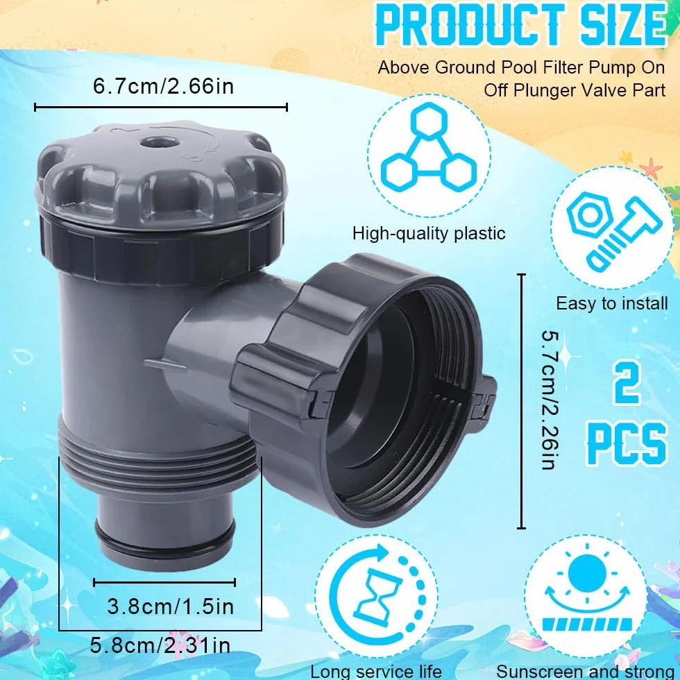 Zawory basenowe Plus 38 mm 1-1/2" zamiennik tłokowy do Hnemix Coleman Intex Bestway