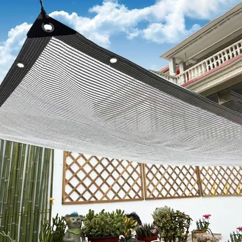 Aluminiowa siatka zacieniająca 55% UV 4x5m z przelotkami do szklarni i patio