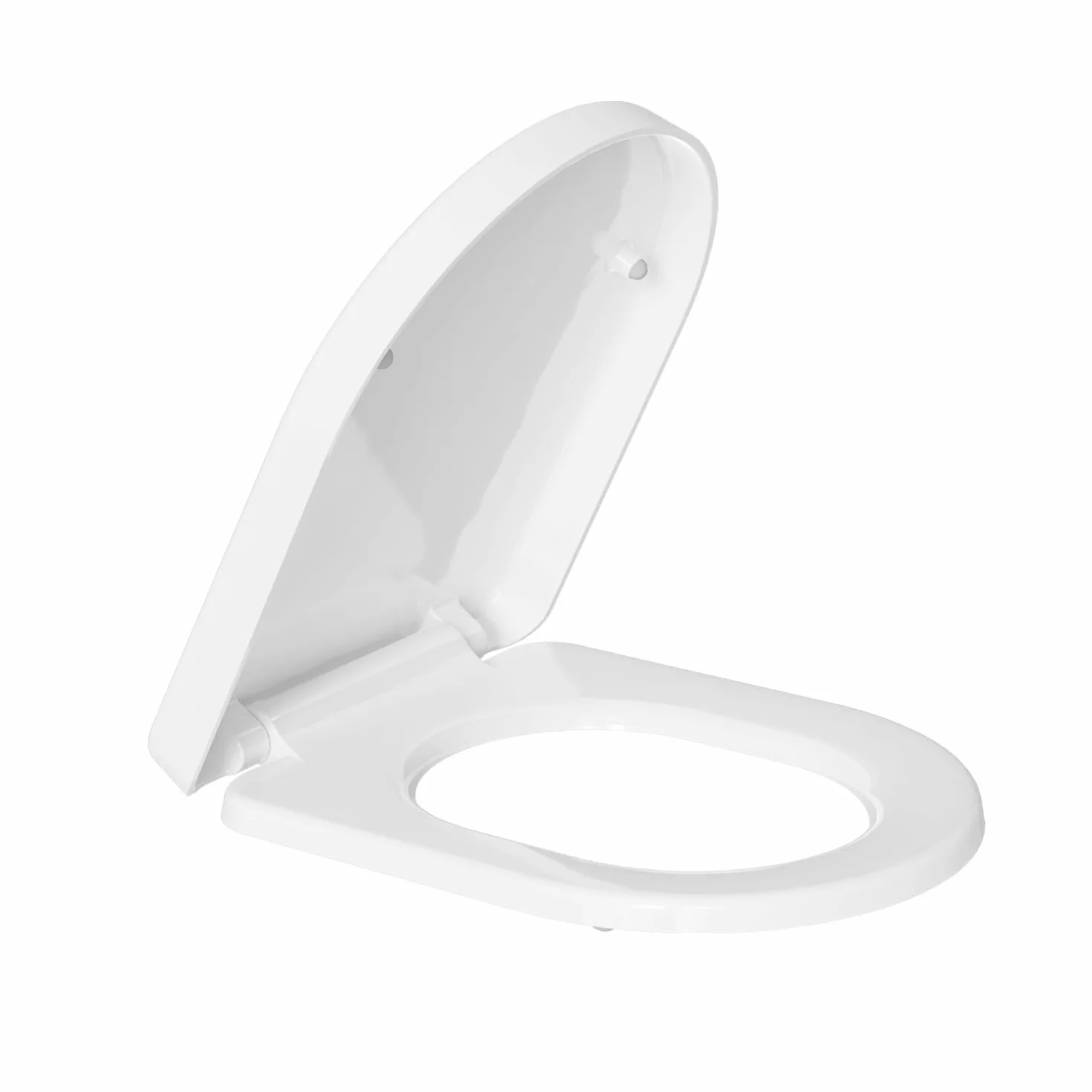 Deska sedesowa Duroplast w kształcie D, deska sedesowa z hamulcem opadającym, regulowany zawias, szybkie zdejmowanie jednym przyciskiem, biała