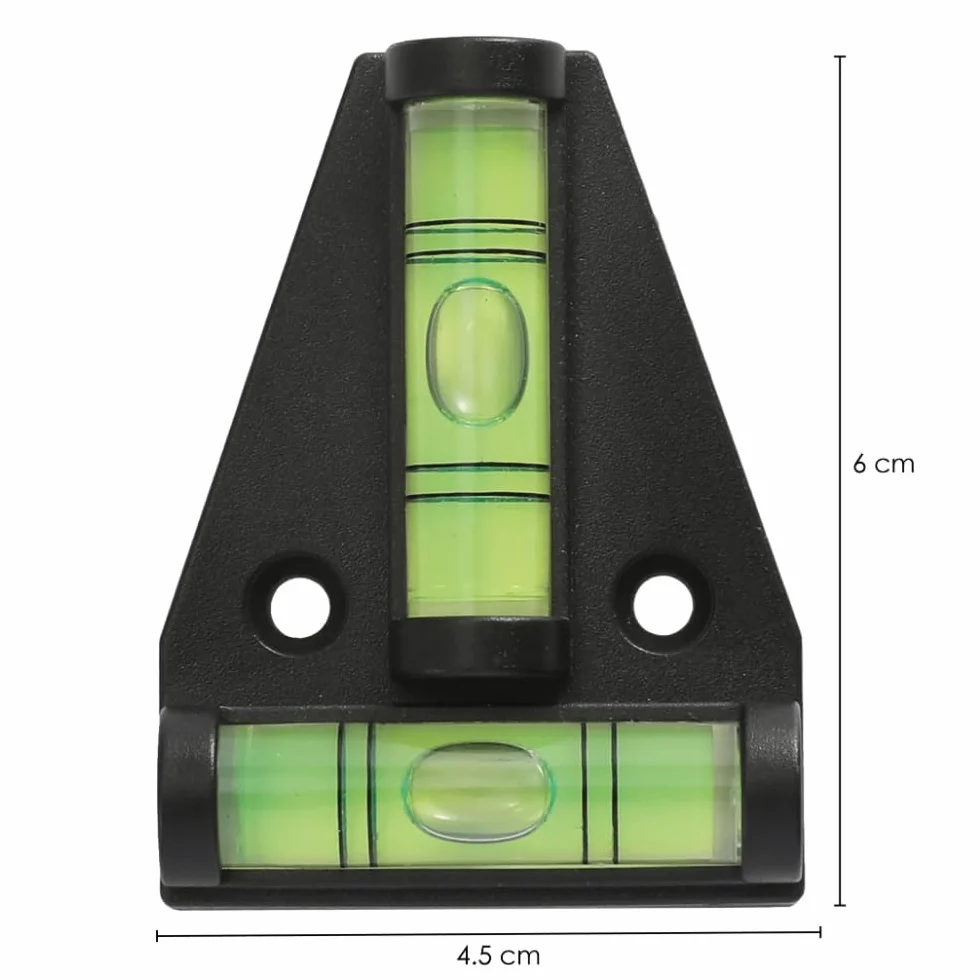 DIGIFLEX 2-drożna mini poziomica w kolorze czarnym – małe narzędzie do poziomowania bąbelków w kształcie litery T do pomiaru w podróży – poziomica do przyczepy kempingowej meble ramki na zdjęcia