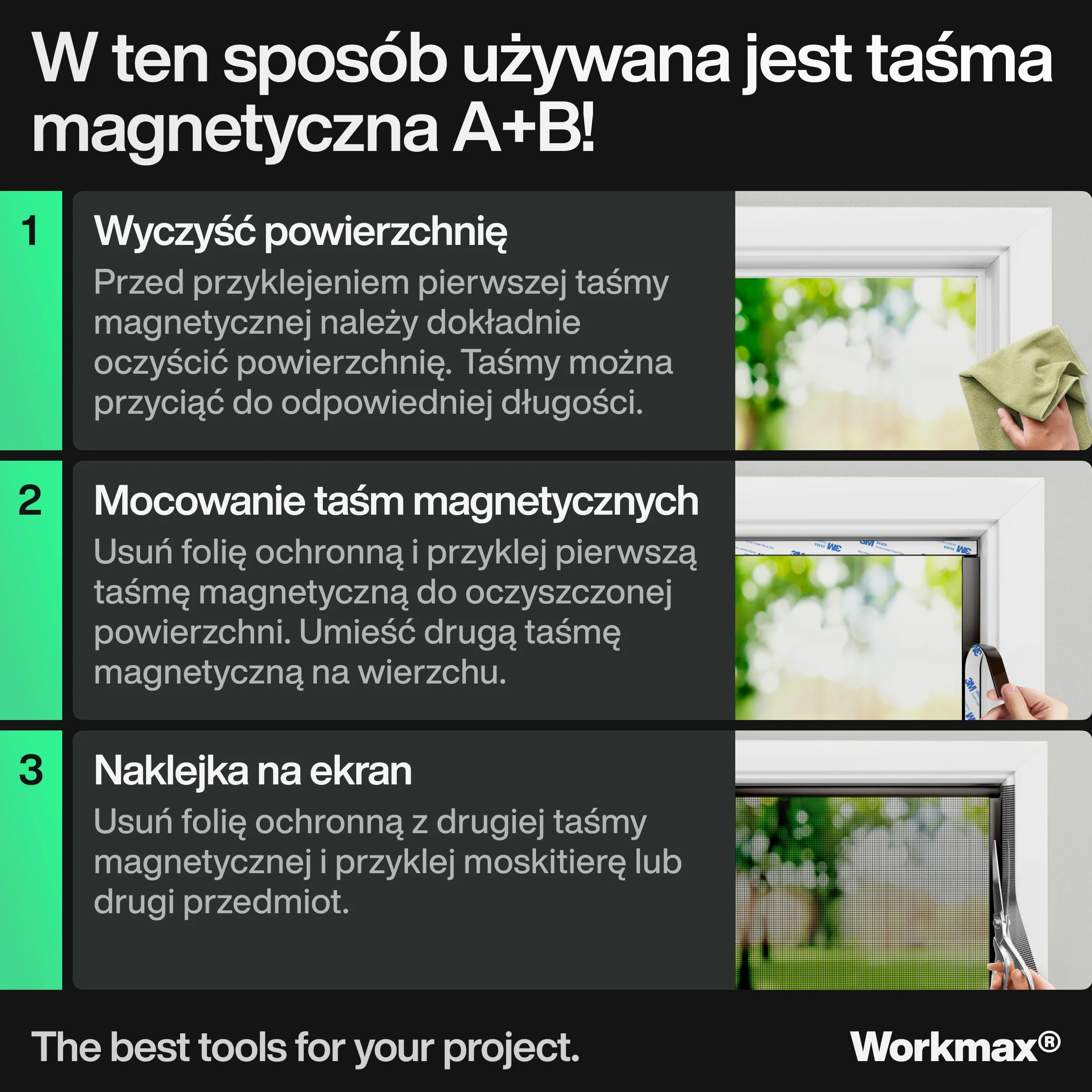A+B Taśma magnetyczna do moskitier i moskitier (2+2 metry) | Paski magnetyczne silnie samoprzylepne | Taśma magnetyczna z wzajemnym przyciąganiem