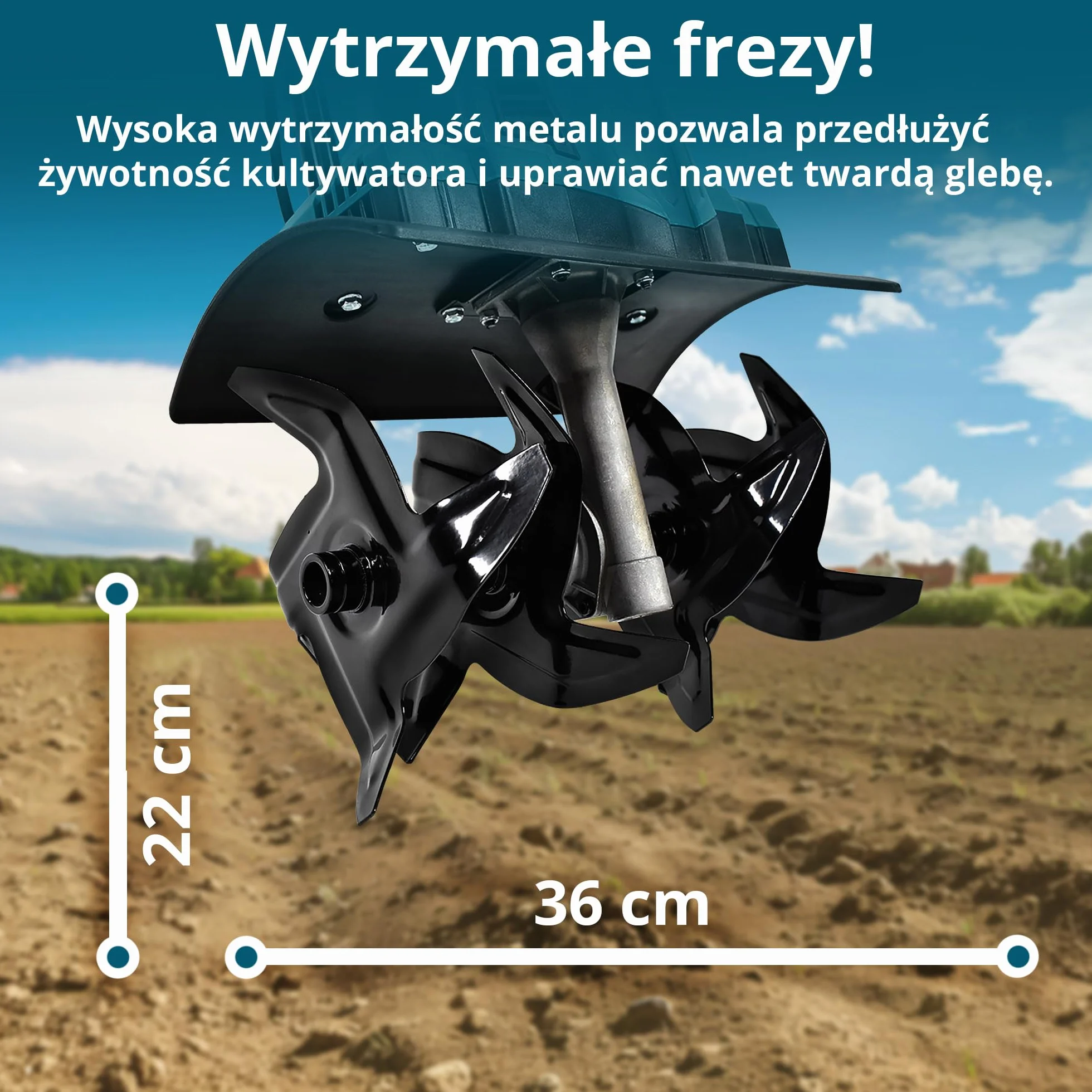 Könner & Söhnen KS 1000T E Glebogryzarka elektryczna, mocne metalowe frezy, szerokość/głębokość robocza 36/22 cm, 1000 W, 230 V, 8 kg, kultywator do podwórek, rabat kwiatowych i ogrodowych