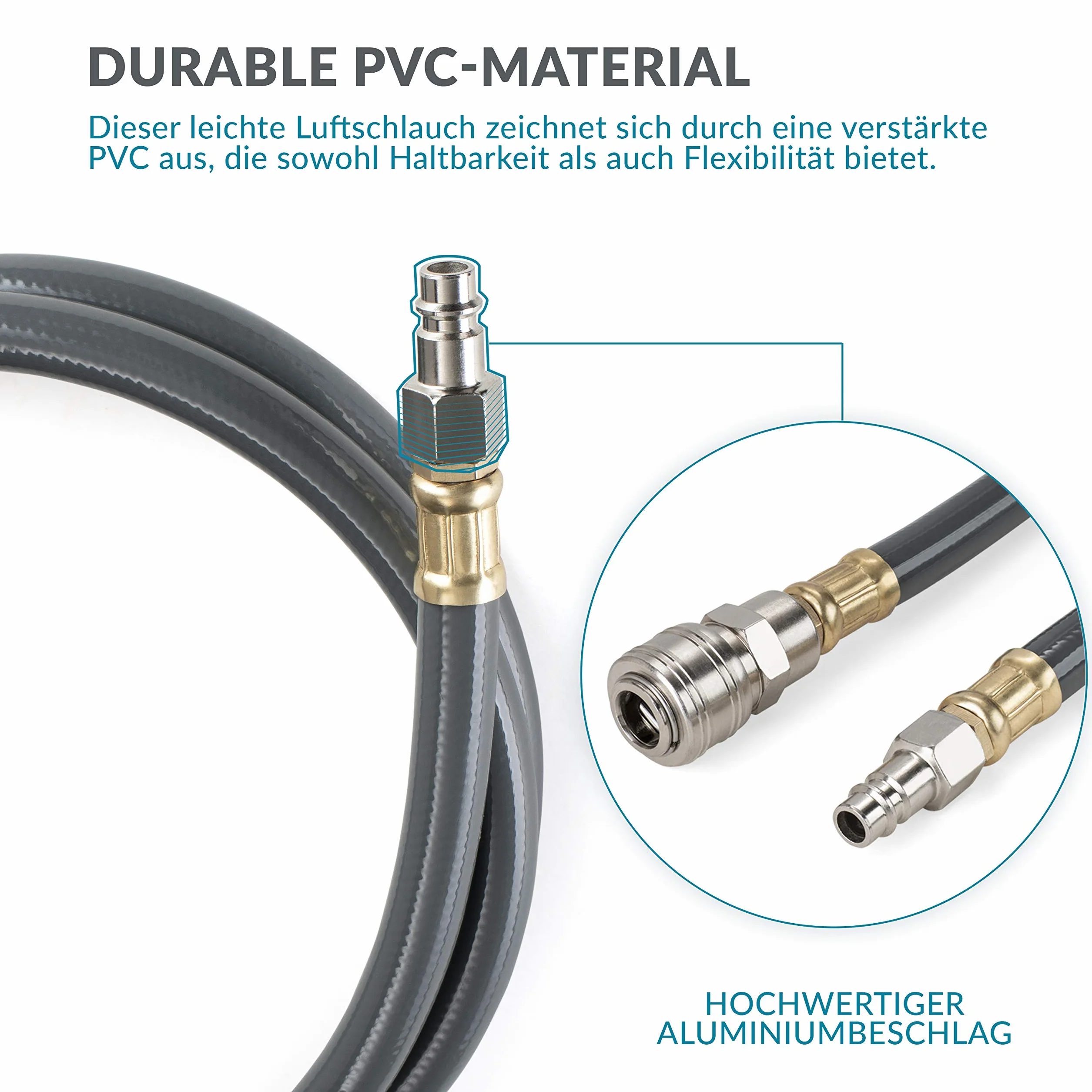 TRESKO Wąż sprężonego powietrza 30 m 1/4", automatyczne przyłącze, bęben