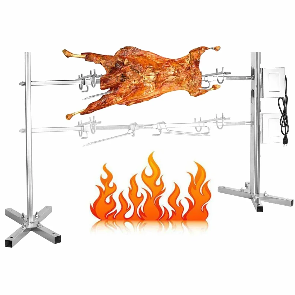Rożen kominkowy grillowy z silnikiem 45 W 100 kg zestaw szpikulców ze stali nierdzewnej