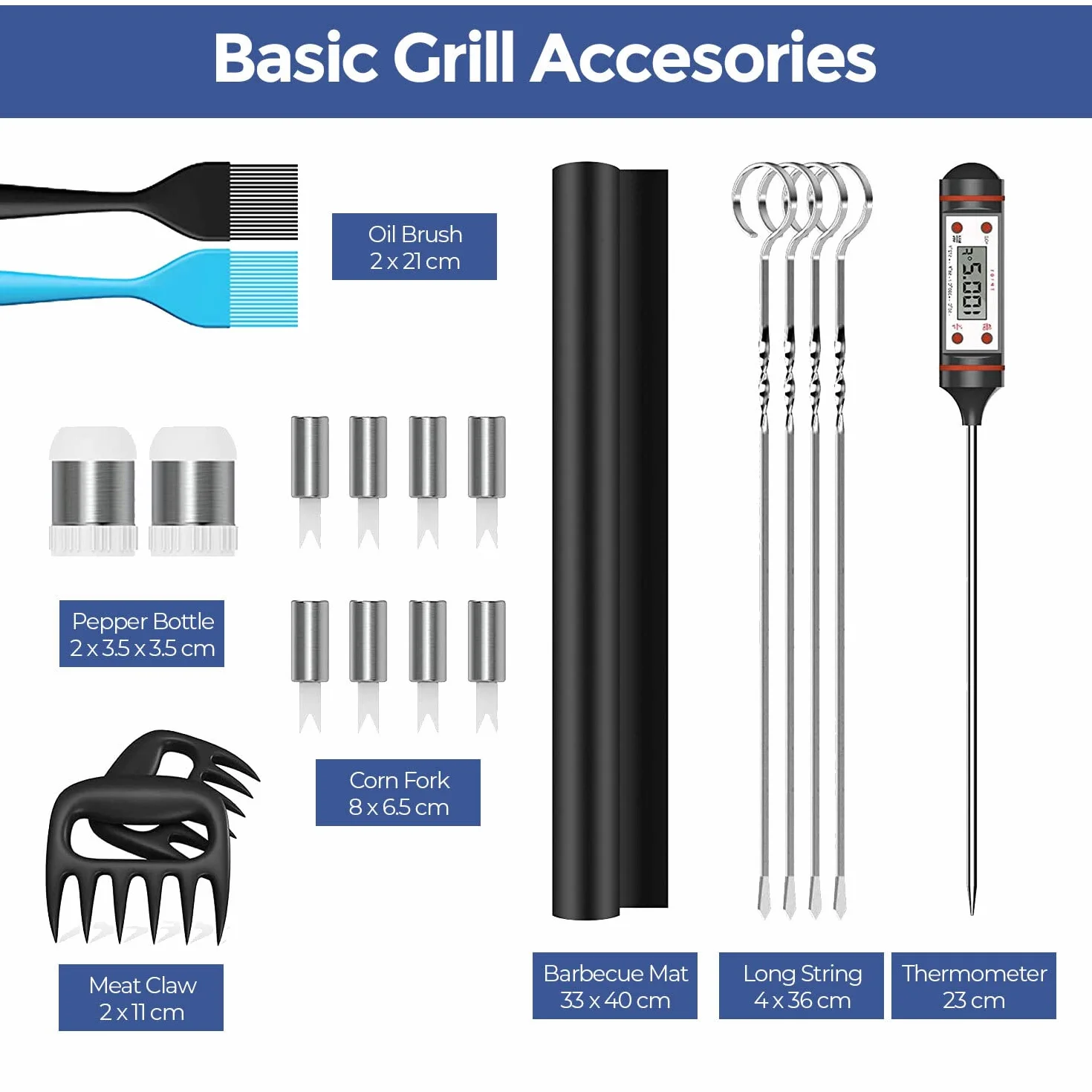 Edihome Edih-0032 Przybory do Grilowania, Srebrny, 25 sztuk
