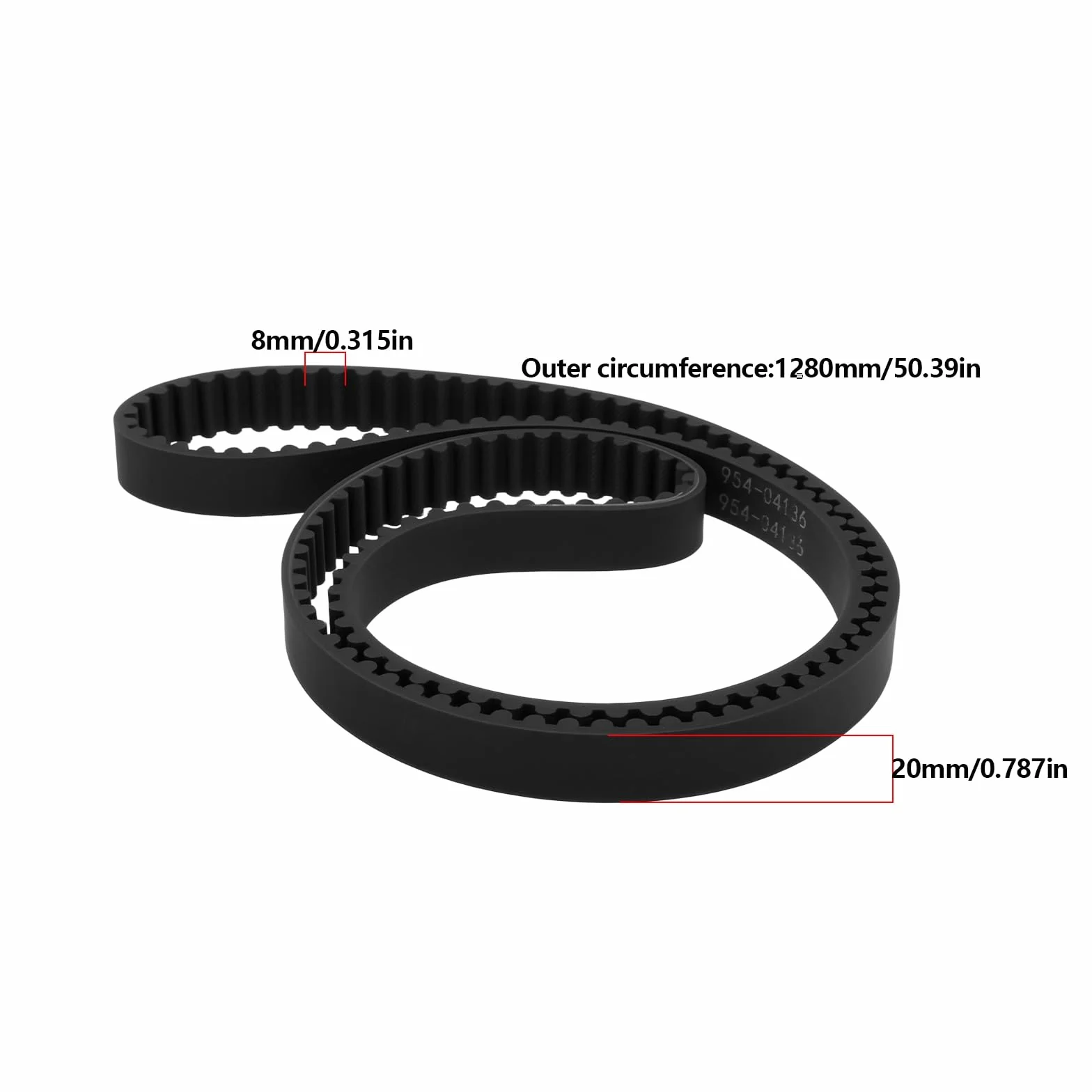 OTOTEC 1 szt. Pas napędowy rozrządu do kosiarki zamienny pas napędowy ślimaka 754-04136 954-04136 kompatybilny z MTD Cub Cadet CC760 CC760ES 33,8 cala 8 mm 20 mm 3/4 x 50-3/8 cala