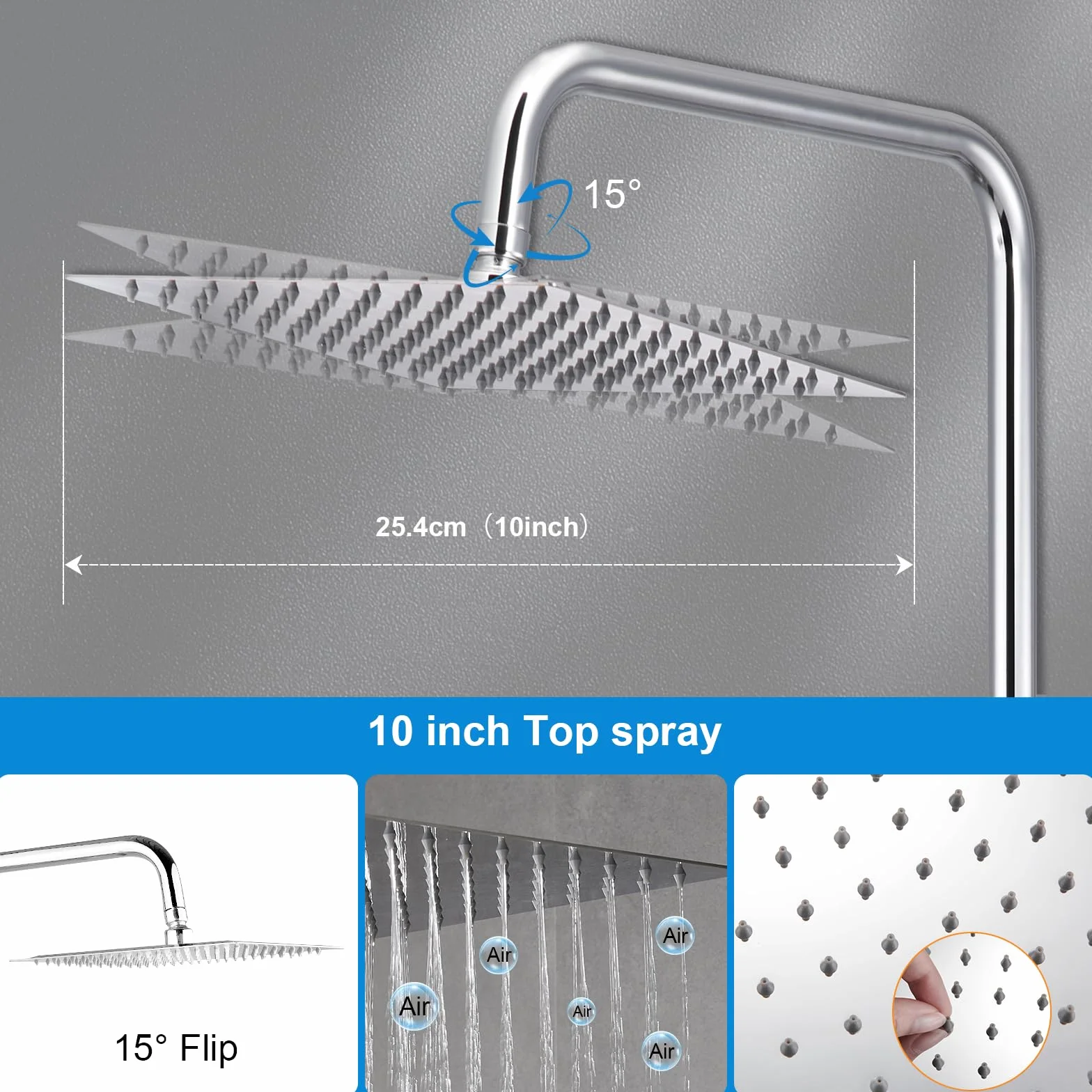 BONADE System prysznicowy z termostatem, deszczownica, ze stali nierdzewnej 304, kompletny zestaw z termostatem prysznicowym, regulowany uchwyt ścienny, deszczownica 30 cali, zestaw armatury wannowej