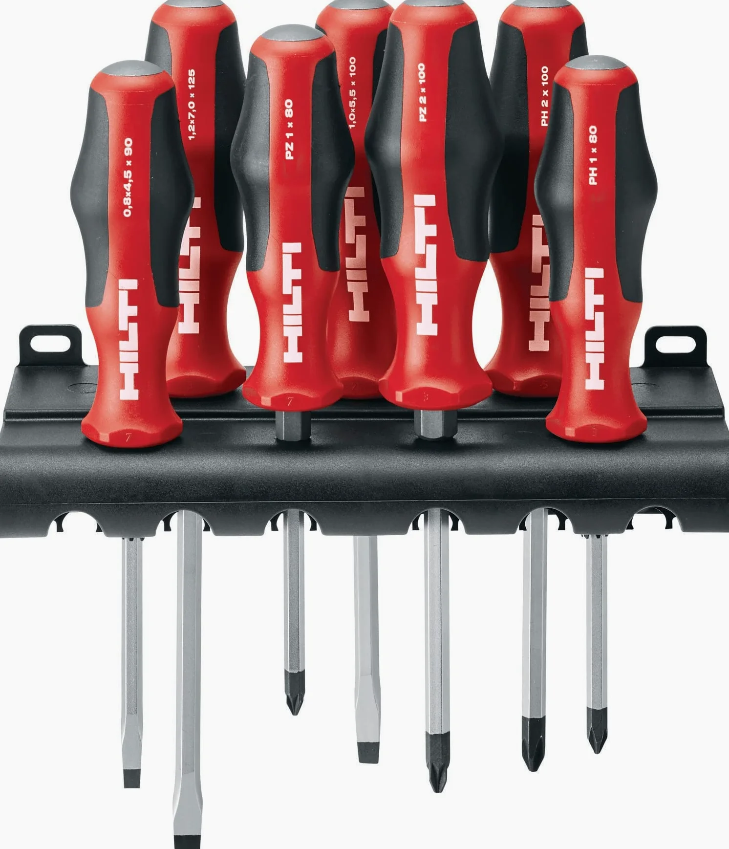 Hilti 2039207 S-SD-S COMP 7-częściowy zestaw wkrętaków ręcznych (wkrętarka ręczna, z końcówką Black Point i ramą do montażu na ścianie, wkładka sześciokątna)