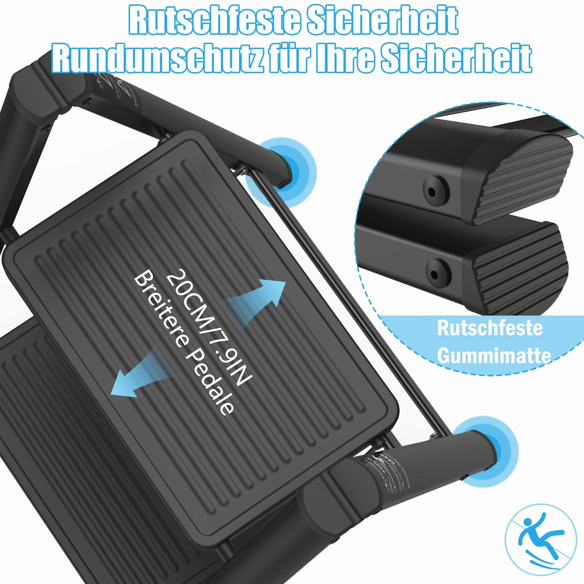 XMTECH drabina 4-stopniowa z poręczą, składana, drabinka składana z szerokim antypoślizgowym pedałem, przenośna drabinka schodkowa, obciążenie do 270KG, do domu, biura