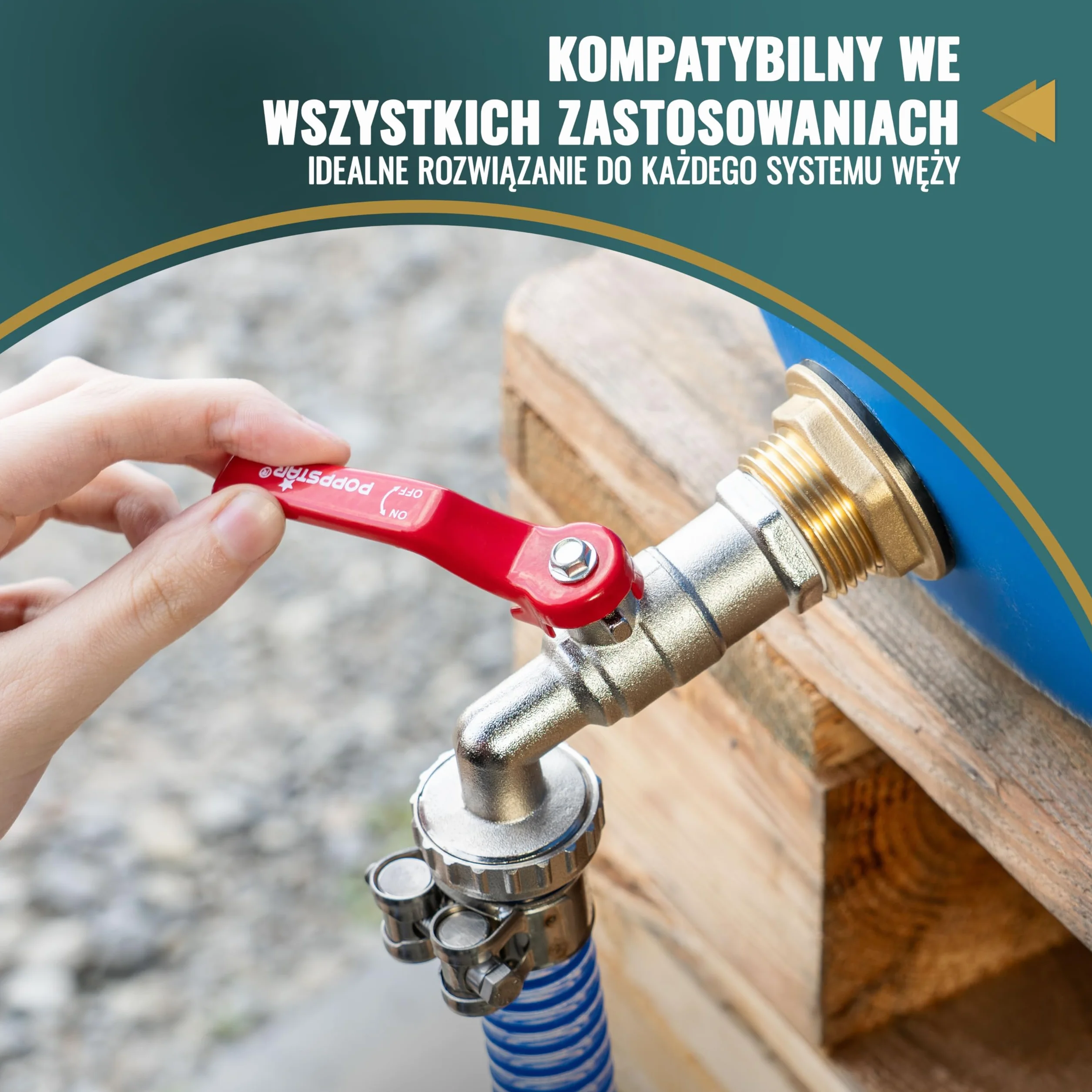 Poppstar Kran do beczki na deszczówkę 3/4 cala mosiężny kran kulowy stal nierdzewna