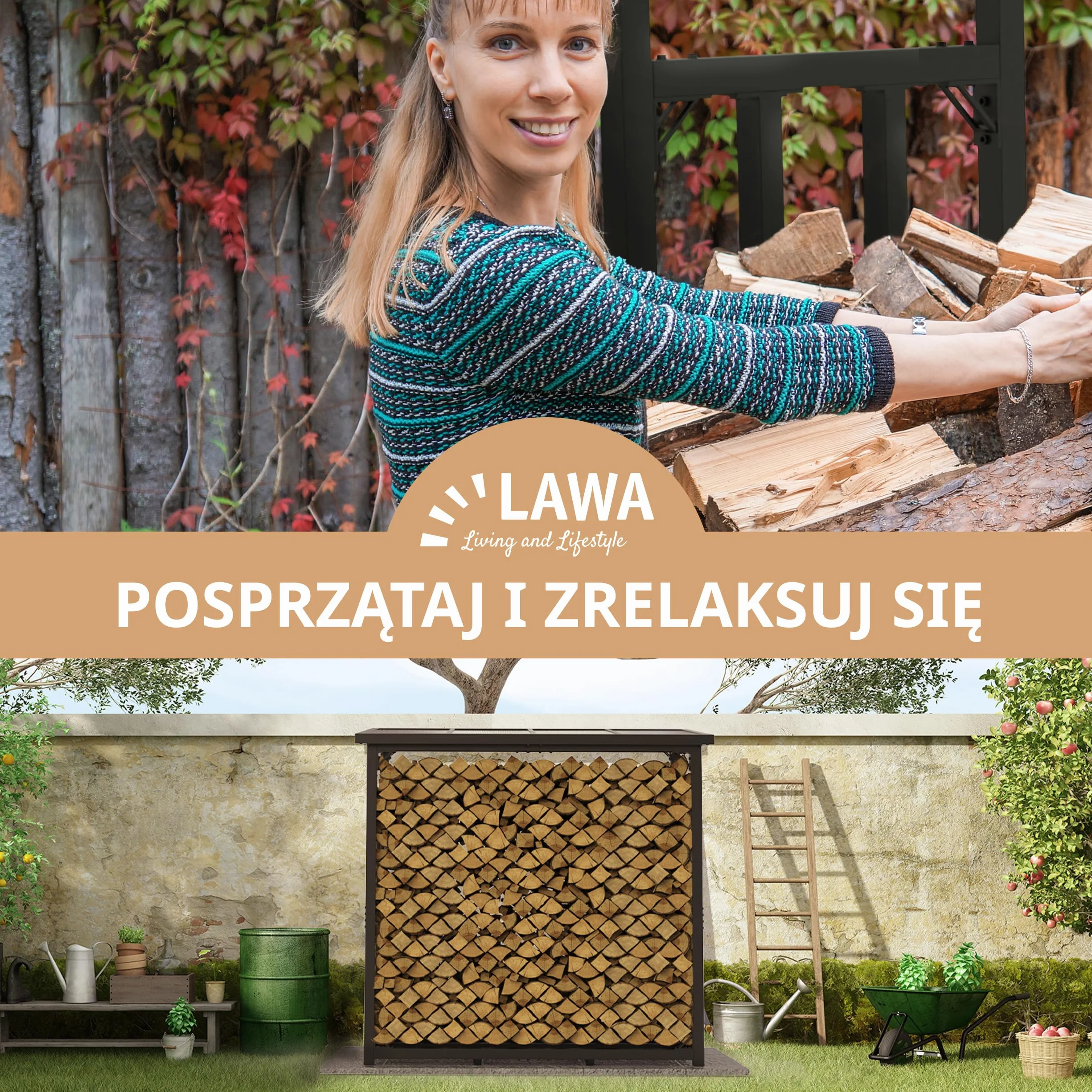 regał na drewno kominkowe, metalowy, z dachem, ocynkowany, 188 x 70 x 188 cm, 45 kg, 3 t, 3,3³ SRM, stojak na drewno kominkowe, stojak na drewno opałowe, na zewnątrz (czarny)