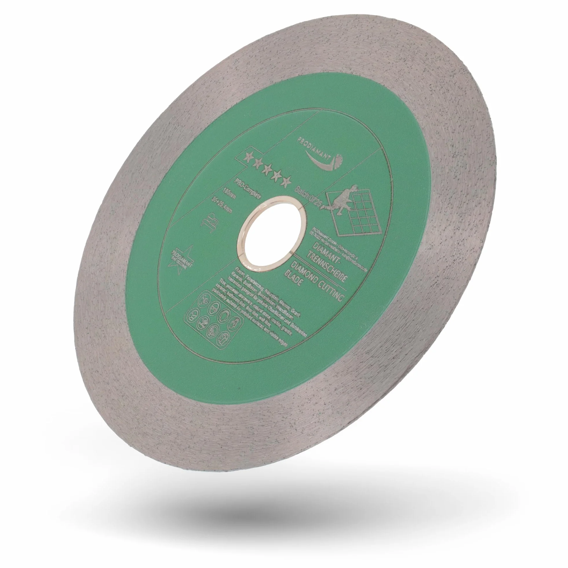 PRODIAMANT PRO-Complete Diamentowa tarcza do płytek, 180 mm x 30 mm, z pierścieniem redukcyjnym do 25,4 mm, do płytek, gresu porcelanowego, ceramiki, kamienia naturalnego – segment kanapkowy 25 mm