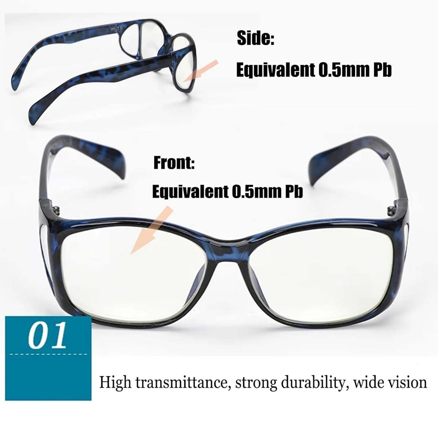 0,5mmpb Okulary Ochronne Przed Ołowiem Okulary Ochronne Przed Promieniowaniem Rentgenowskim Do Pracy Z Maszyną Rentgenowską, Brown, 5.31x1.77inch