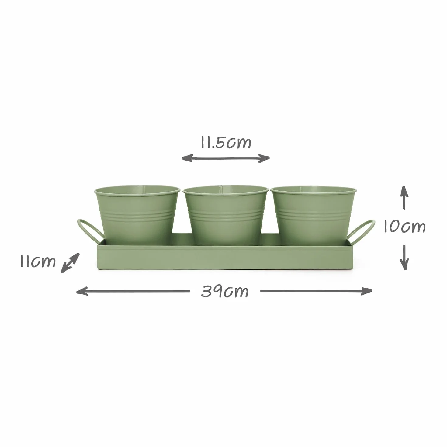 CKB LTD Zestaw 3 metalowych doniczek na zioła z tacą ociekową