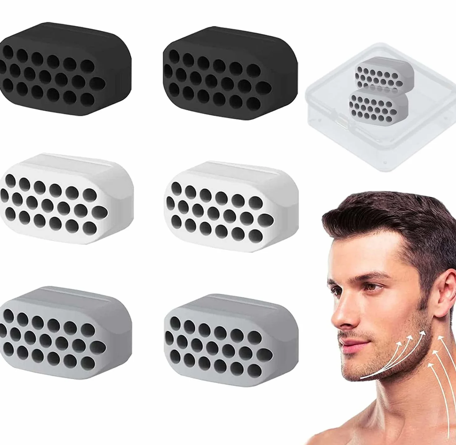 HIFOT 6 sztuk Jawline Trainer, podwójny podbródek, piłka do treningu szczęk, jawline exerciser dla mężczyzn i kobiet, wzmocnienie i ujędrnienie szczęki, karku i twarzy