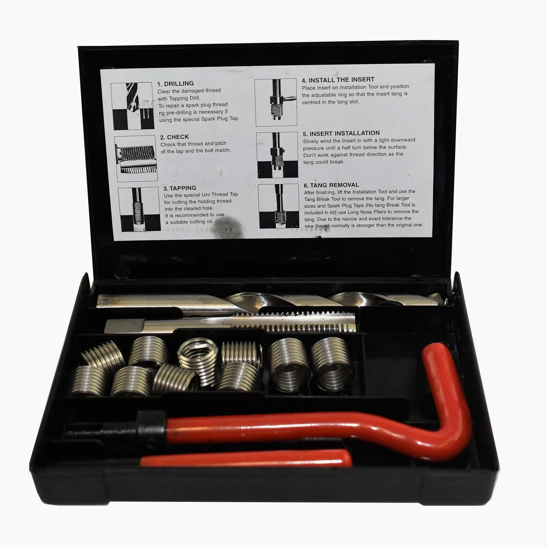 AB Tools-Uninitwa 1/2" x 13 UNC cesarski zestaw frezów naprawczych do kranu Helicoil uszkodzone nici 14 szt. zestaw