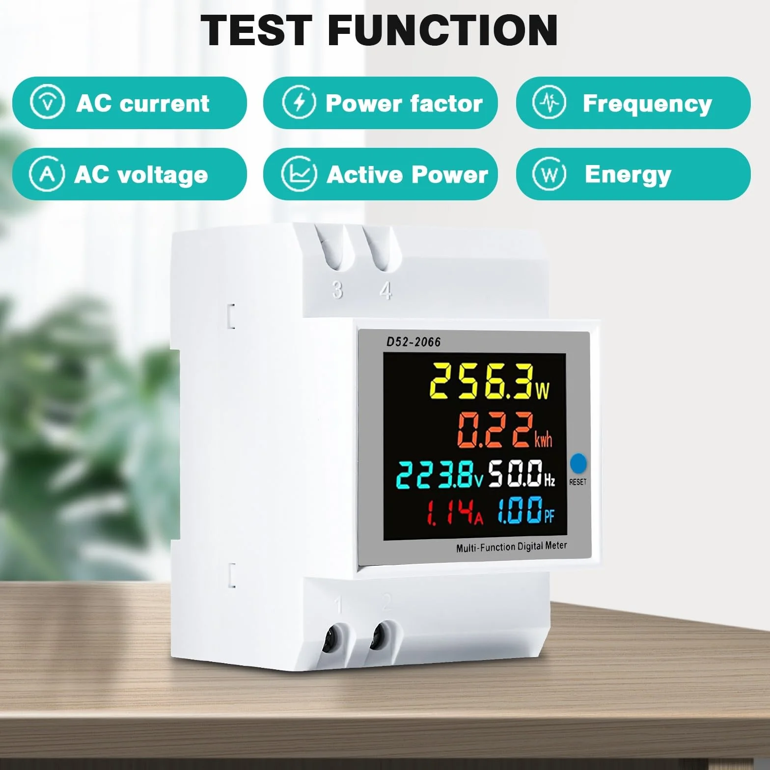 Jadeshay Licznik energii AC 40-300 V, 100 A, cyfrowy, wielofunkcyjny, woltomierz, do pomiaru zużycia prądu, napięcia, prądu, współczynnika częstotliwości