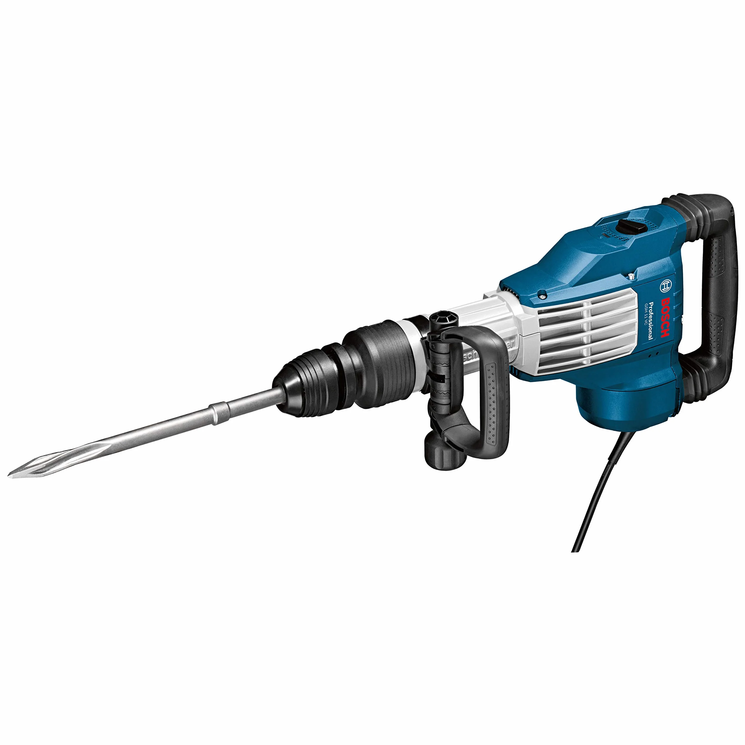 Bosch Professional: młot udarowy GSH 11 VC (1 700 W, liczba udarów przy nominalnej prędkości obrotowej 900 – 1.670 min-1, rękojeść dodatkowa, 1 szpicak, smar w tubie, sukno maszynowe, walizka)