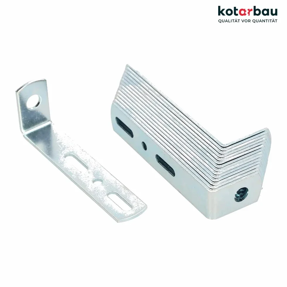 KOTARBAU Mocowanie ścienne 75 x 25 x 15 mm stal zabezpieczenie przed przewróceniem kątownik konstrukcyjny mocowanie szafy łącznik meblowy ocynkowany łącznik do drewna kątownik montażowy, srebro, 75 mm