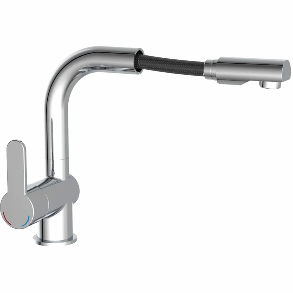 SCHÜTTE 79710 bateria umywalkowa London, bateria łazienkowa, jednouchwytowa z prysznicem i zestawem odpływowym, chromowana