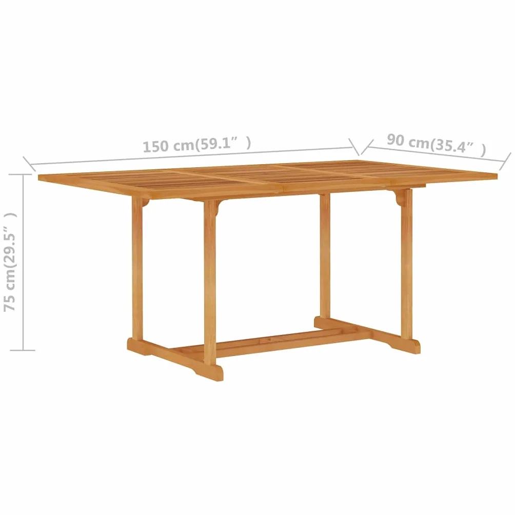 Stół ogrodowy vidaXL 150x90x75 cm lite drewno tekowe
