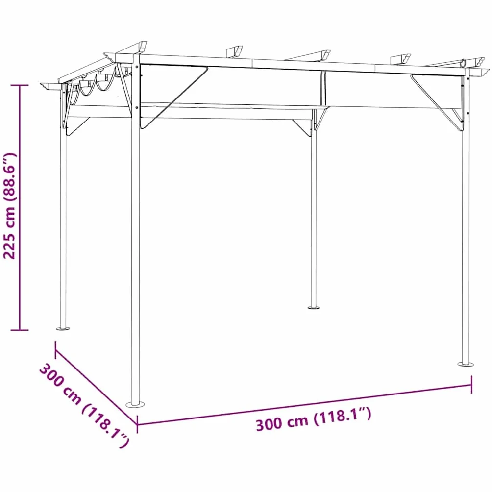 vidaXL Pergola ogrodowa ze zwijanym dachem 3x3 m antracyt 180 g/m²