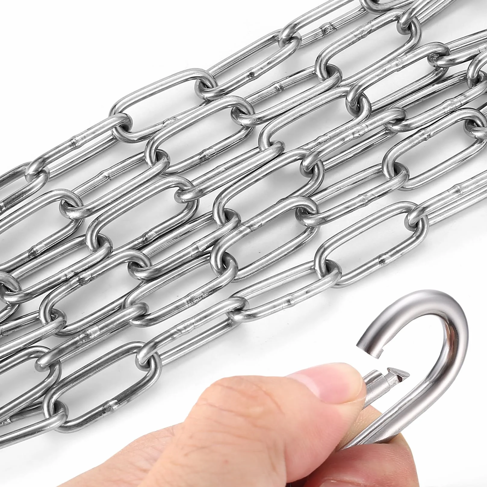 Łańcuszek ze stali nierdzewnej, towar sprzedawany na metry, metalowy łańcuszek, łańcuch stalowy, ogniwa, łańcuszek przedłużający, stal nierdzewna, do zawieszenia, łańcuszek kotwiczny, na pranie,