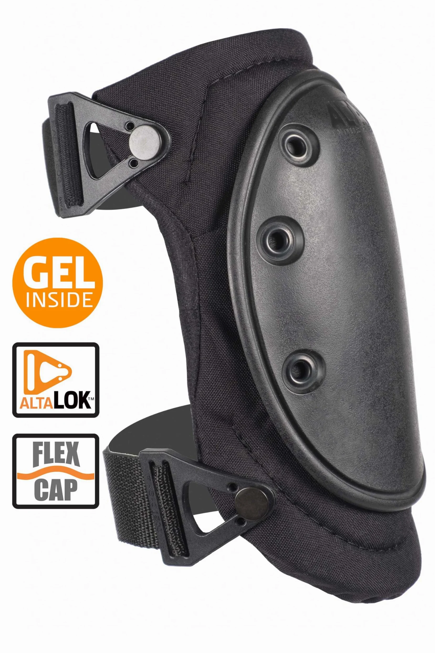 Alta 50453.00 AltaFLEX Żelowy ochraniacz na kolana, czarna tkanina nylonowa Cordura, zapięcie AltaLOK, elastyczna czapka, długa, czarna