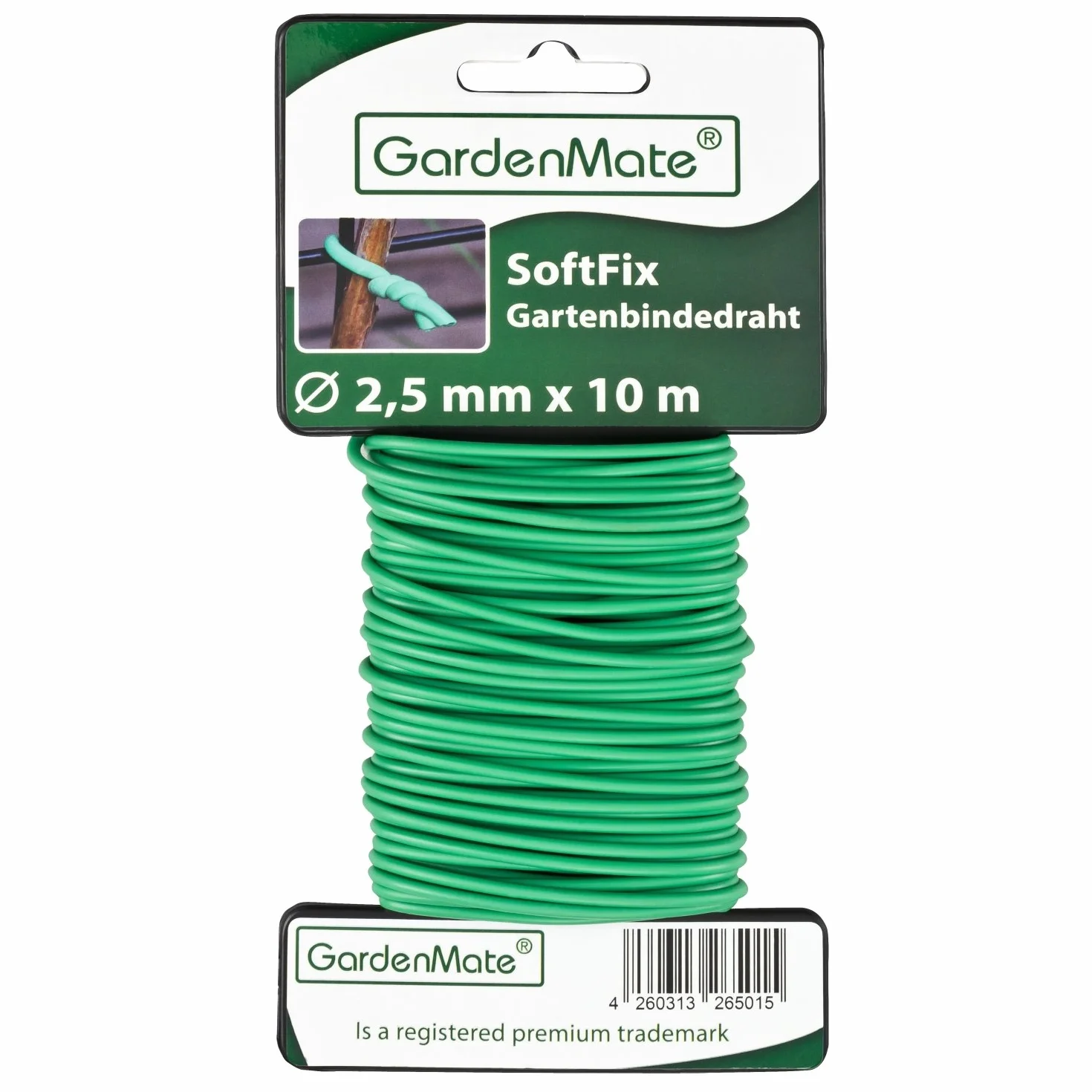 GardenMate – drut ogrodowy 2,5 mm x 10 m – z gumową osłonką z gumy spienionej