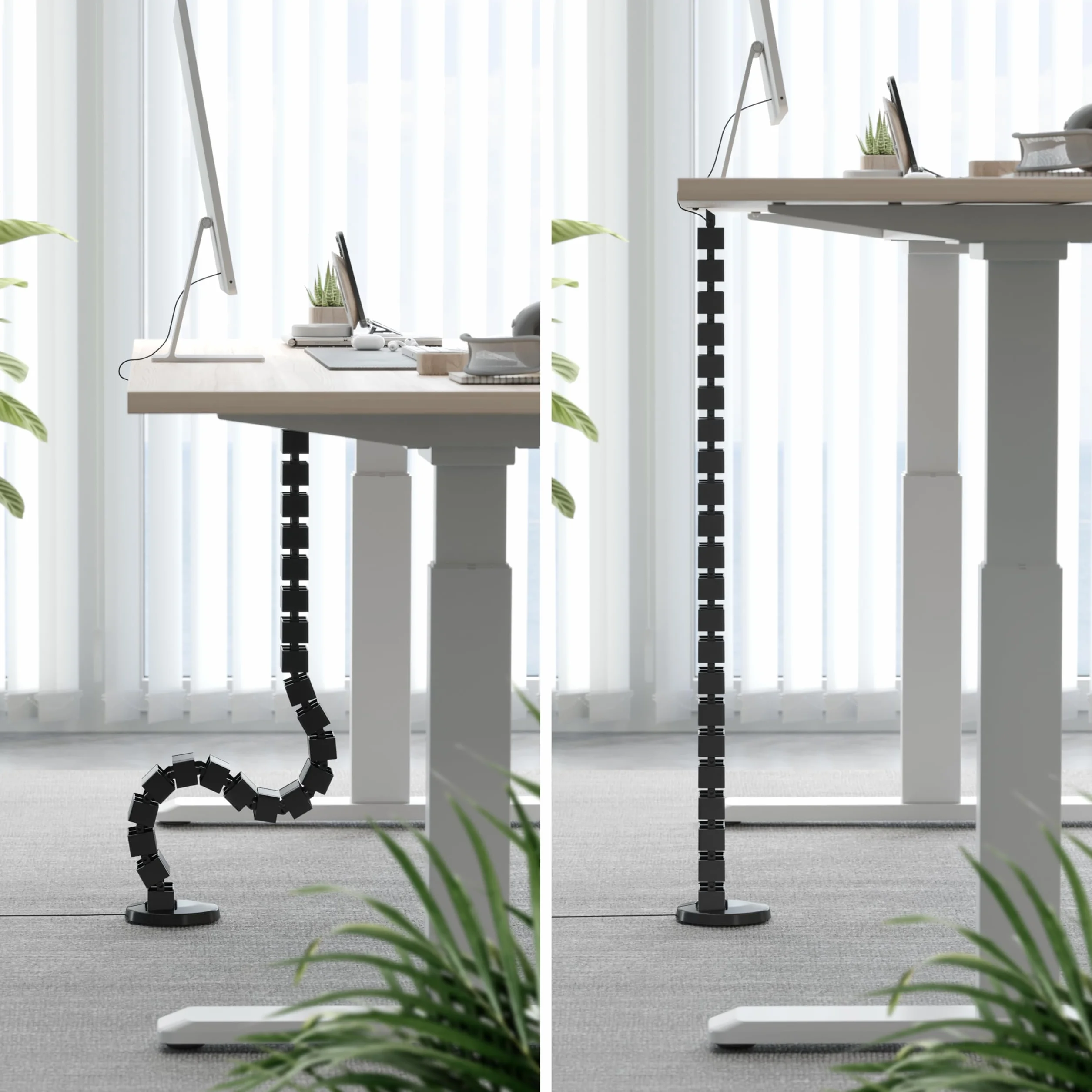 RICOO Uniwersalny kanał kablowy do zarządzania kablami do biurka Z0101-B długość 128 cm elastyczny kręgosłup korytko kablowe kanał kablowy wąż kablowy prowadzenie kabli, czarny