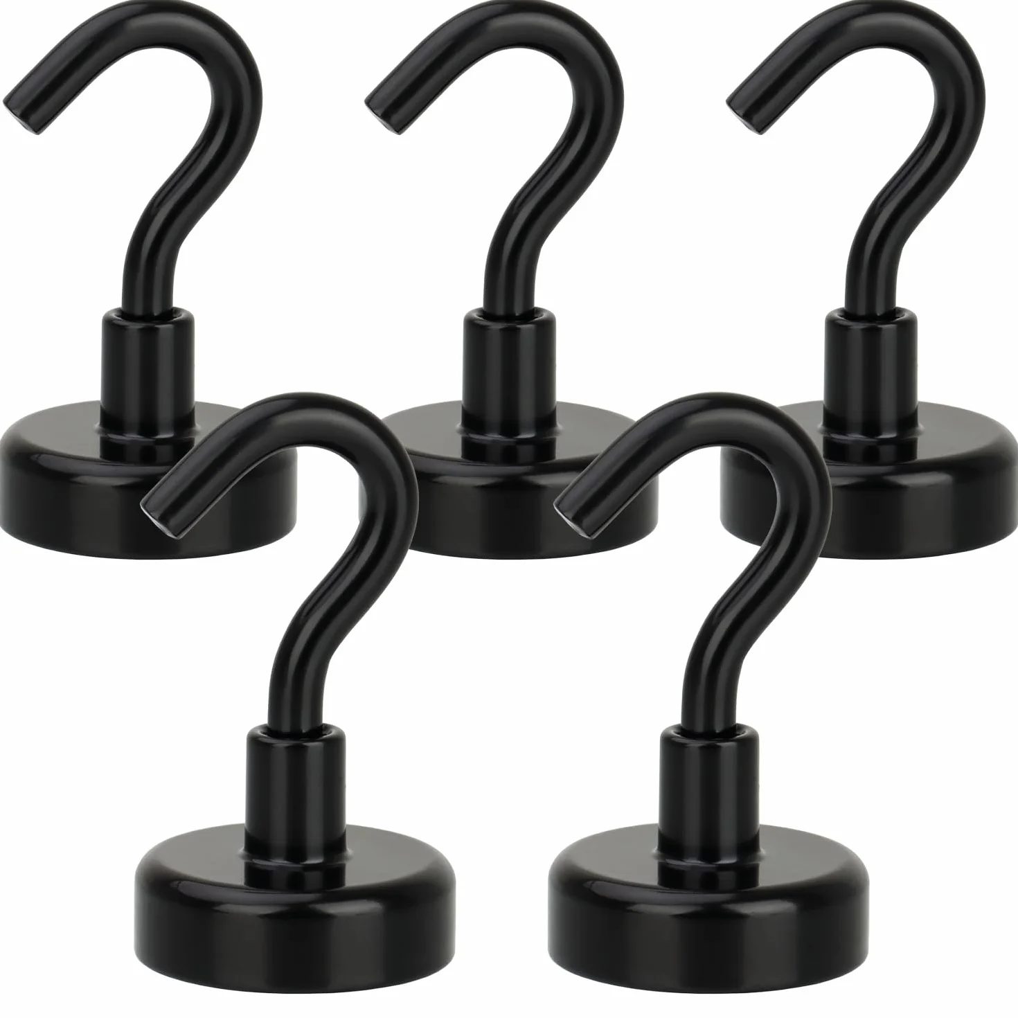 COM-FOUR® 5x neodymowe haczyki magnetyczne 5 kg - mocny magnes warsztatowy z hakiem 38 x 15 mm - do kuchni, lazienki, garazu lub biura - wieszak na ubrania z magnesem neodymowym