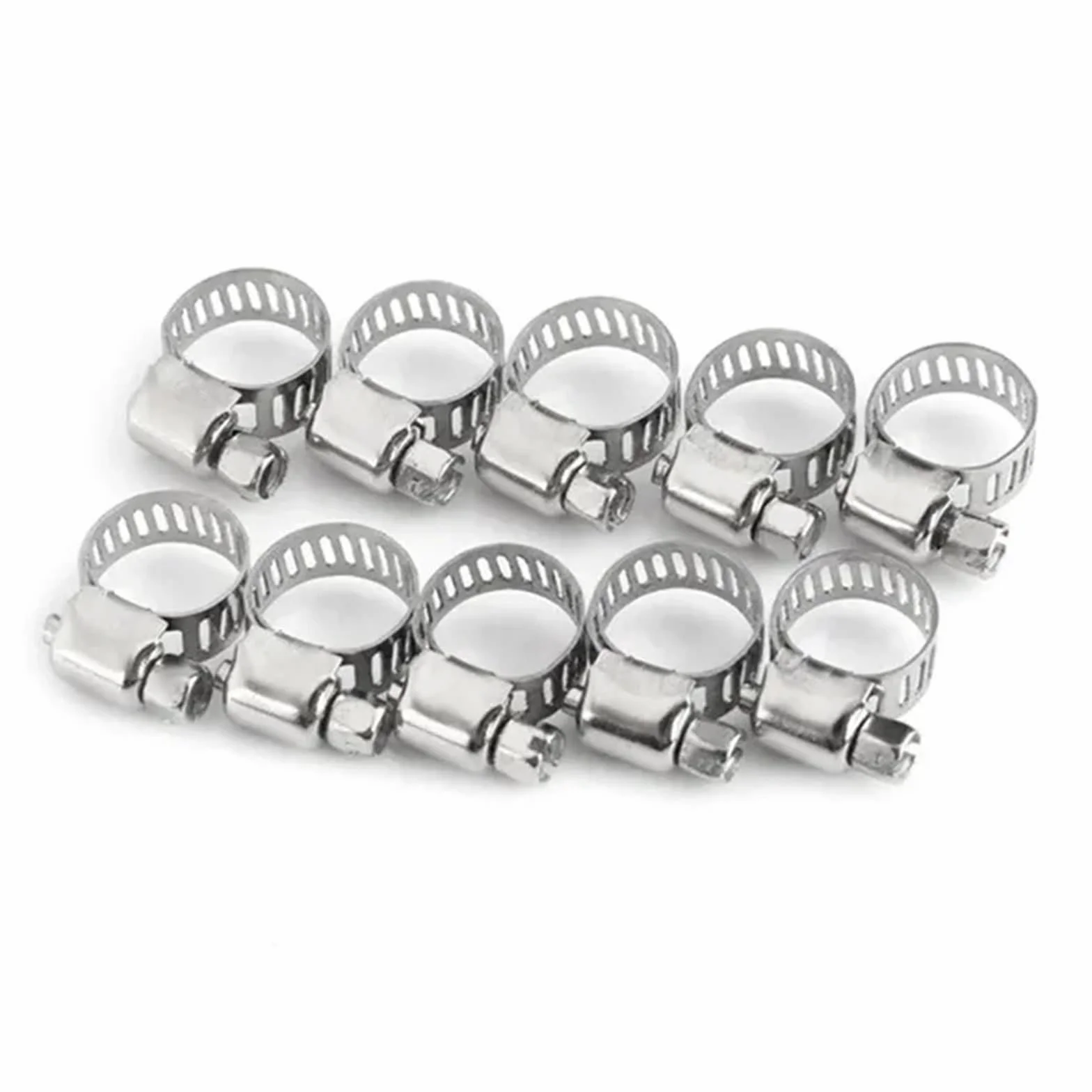 10 szt. regulowanych opasek zaciskowych ze stali nierdzewnej do węży paliwowych do samochodów osobowych, szczypce ślimakowe (10 szt. 16 mm - 25 mm)