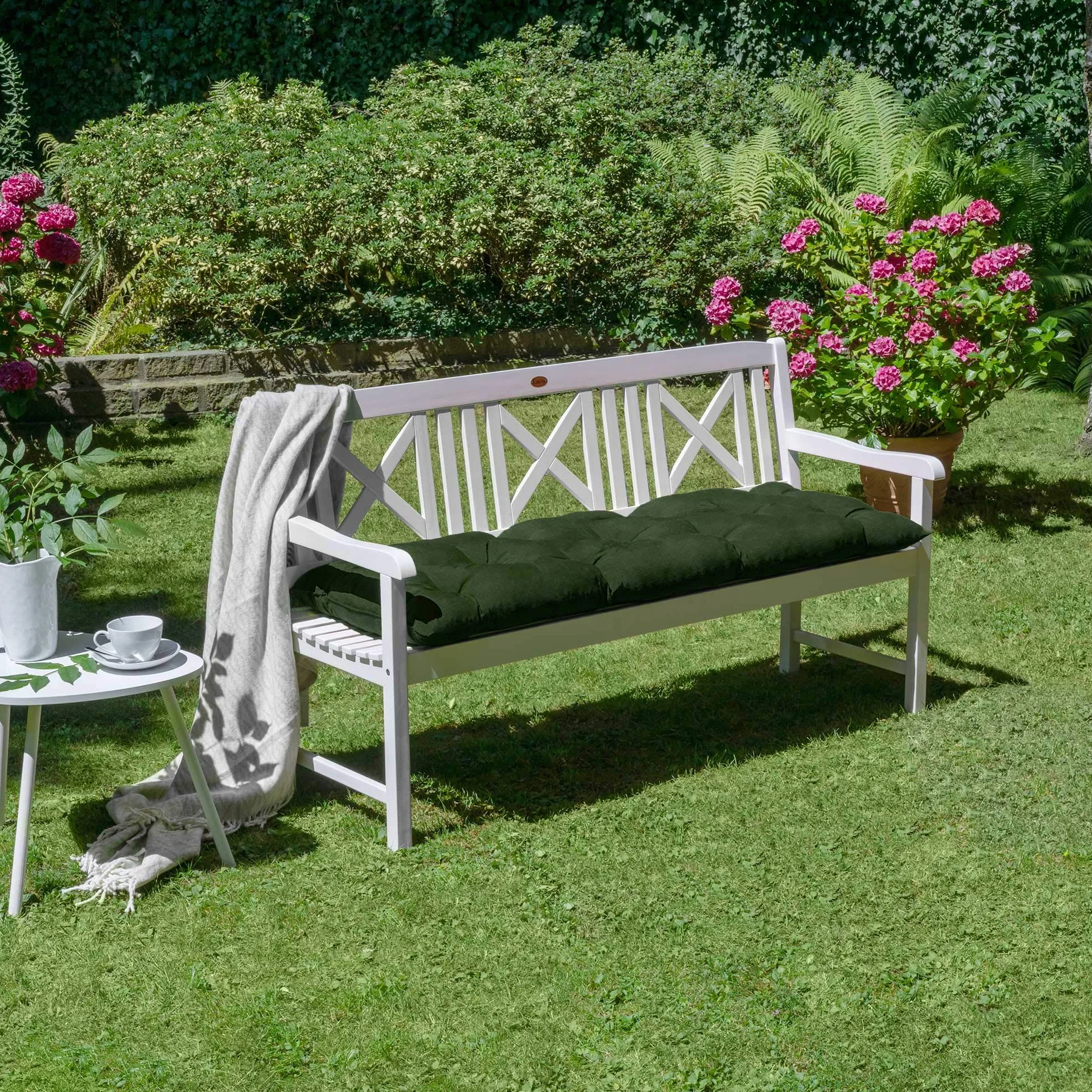 Beautissu Flair BK Poduszka na ławkę ogrodową 3-osobowa 180x50x50 cm Ciemnozielona