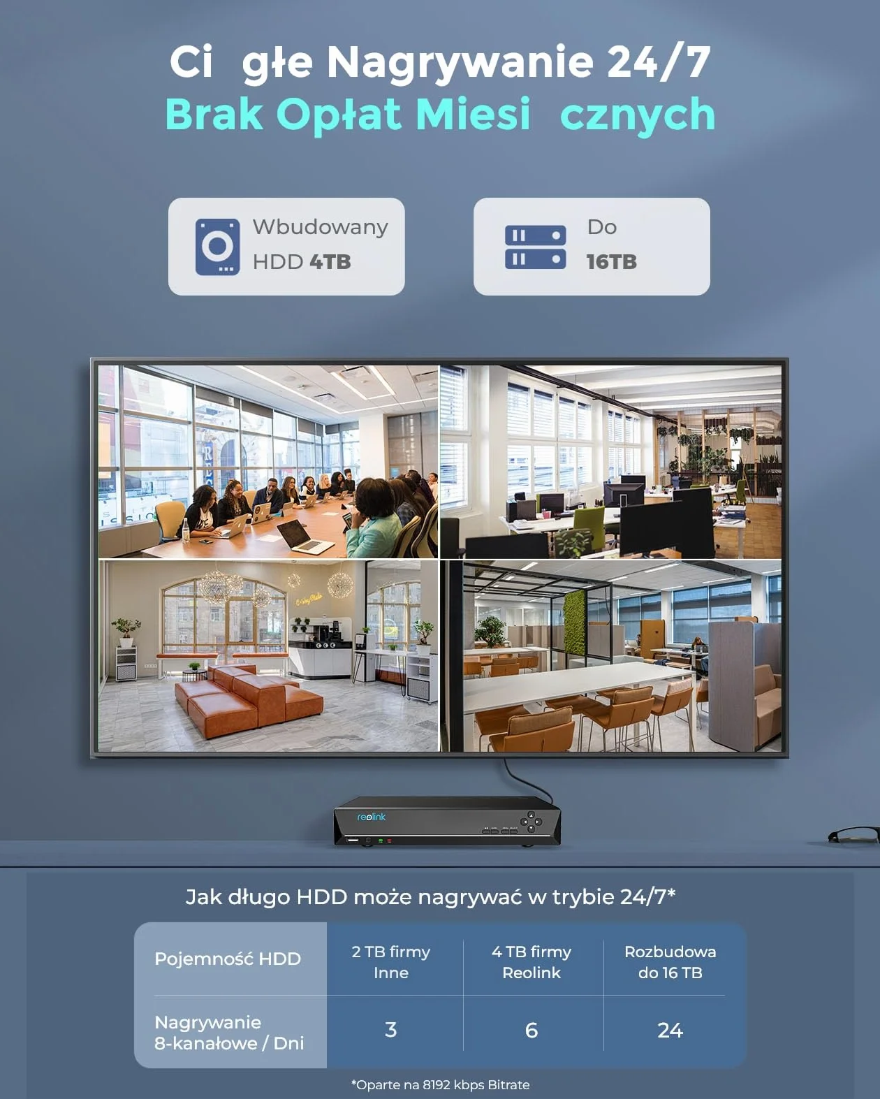 Reolink 12MP System kamer zewnętrznych PoE, H.265 16CH NVR, rejestracja ciągła 4TB HDD, Kamery bezpieczeństwa 8X Dome IP z detekcją osób/pojazdów, 2-kierunkową komunikacją, światłem, RLK16-1200D8-A
