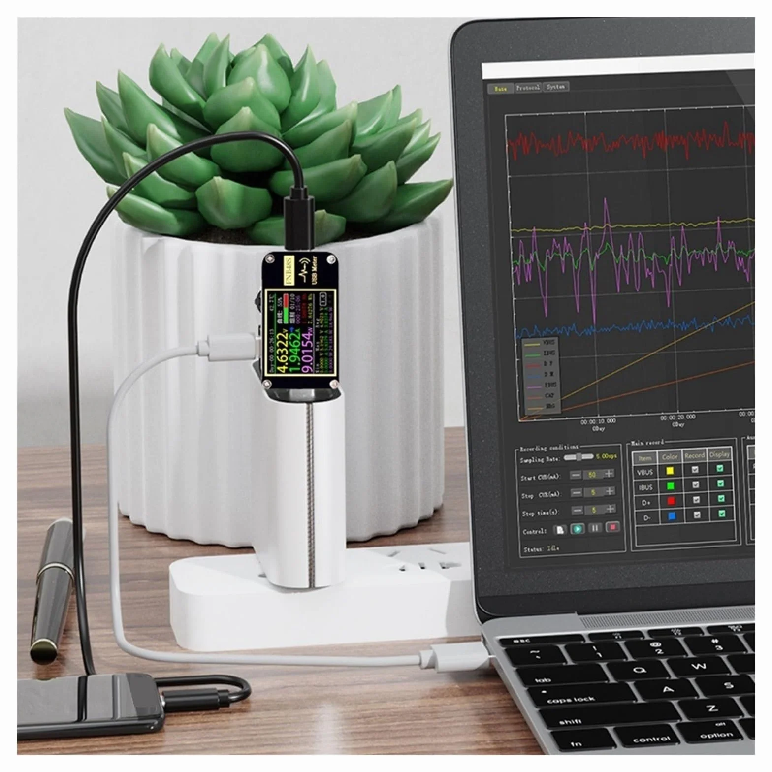Tester USB,Tester kabla USB, FNB48S Tester Napięcia Pojemnościowego USB Miernik Prądu Monitor Analizator Wykrywania Mocy Narzędzia Testowe Z do sprawdzania pojemności, czyszczenia pojemności