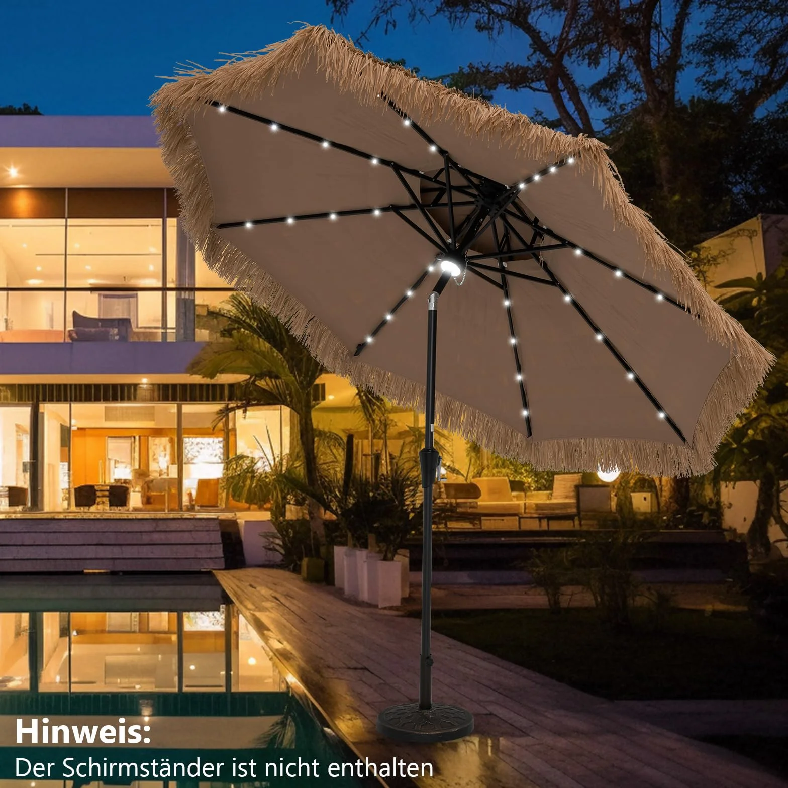 COSTWAY Hawaii parasol przeciwsłoneczny 270/300 cm ze słomy podwójnym dachem na taras ogród