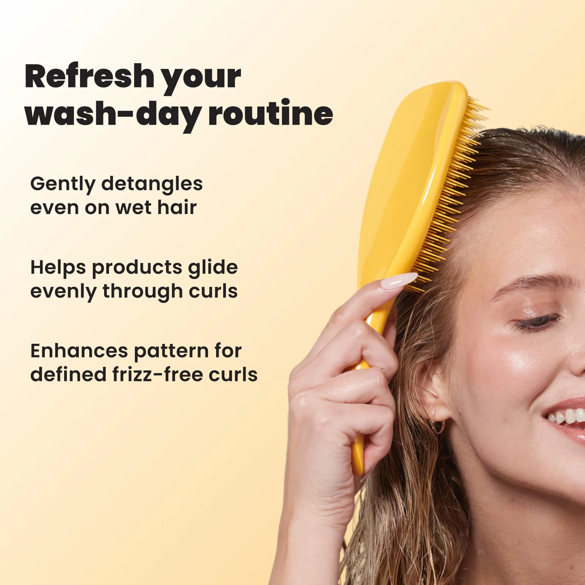 Tangle Teezer Duża szczotka do rozczesywania naturalnych loków Ultimate - do mniej kręconych loków i afro 3C-4C - Podwójna szczotka do rozczesywania - Żółty Narcyz