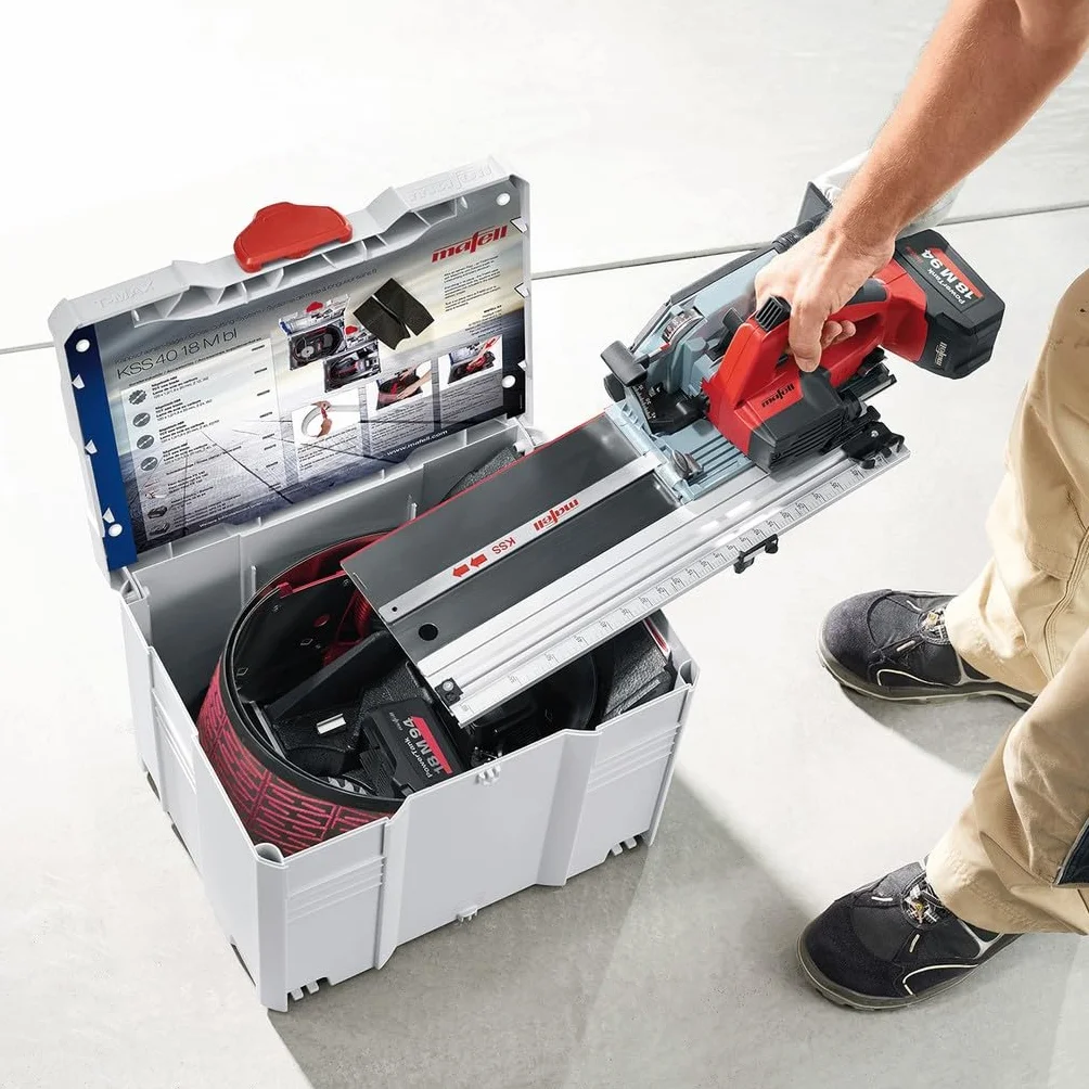 Mafell KSS 40 18M bl Pure pilarka do szyn nasadowych akumulatorowych w T-MAX