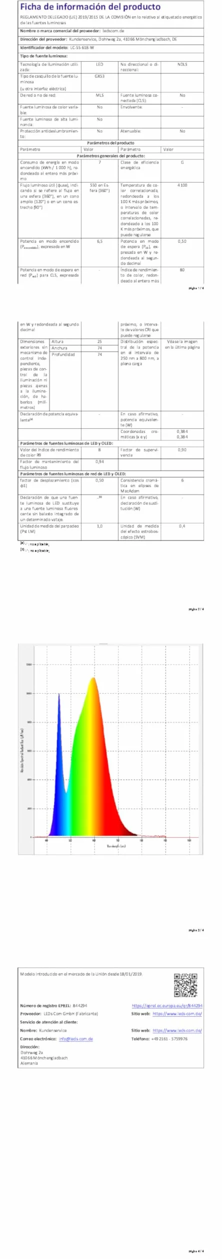 ledscom.de 3 sztuki żarówek LED GX53, białe (4100 K), 6,5 W, 550 lm, 3-stopniowy ściemniacz, matowe
