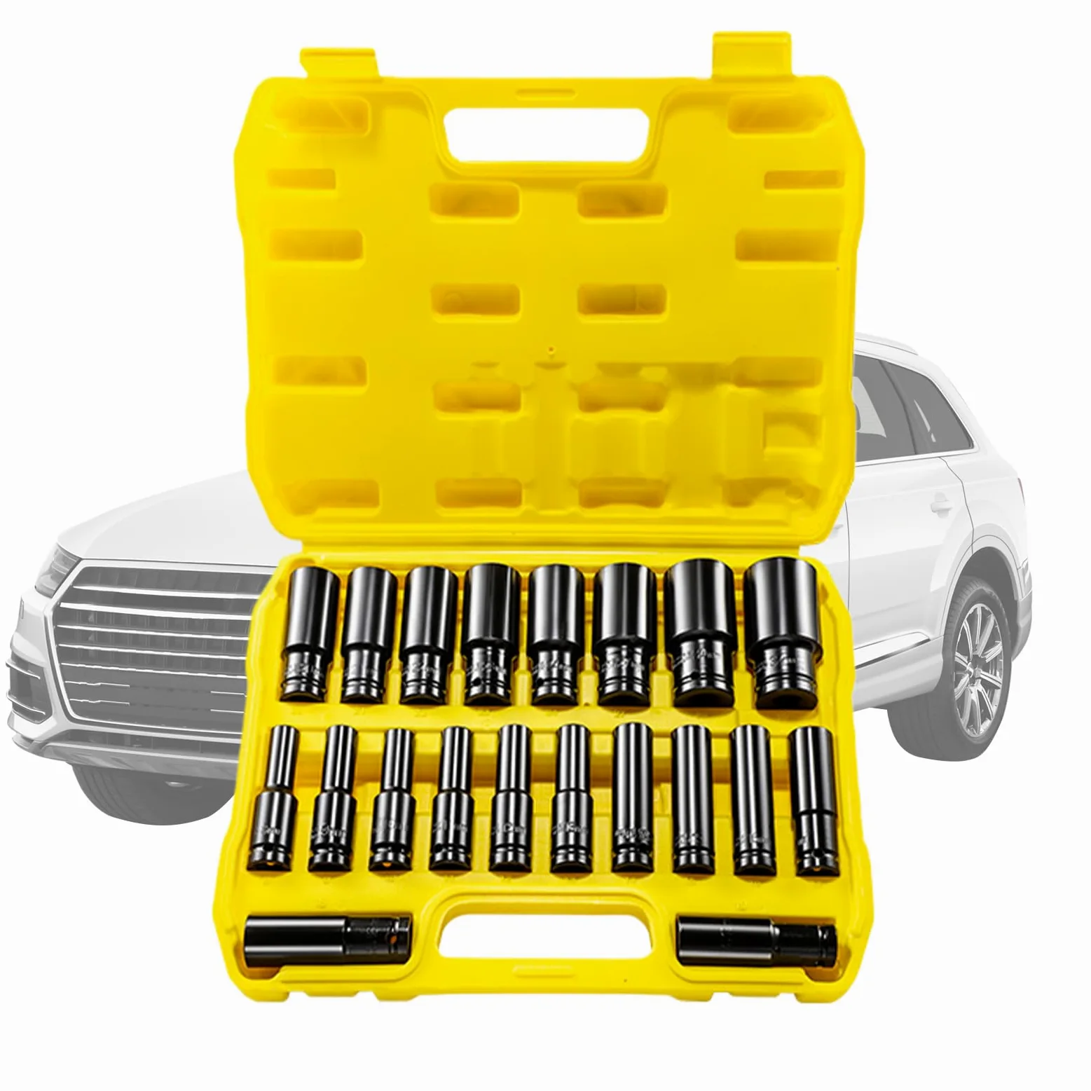Głębokie Nasadki Przedłużka, Grzechotka, Adapter, Narzędzie | Zestaw głębokich nasadek metrycznych Do stosowania w warsztacie mechanicznym, motoryzacyjnym, konserwacyjnym i