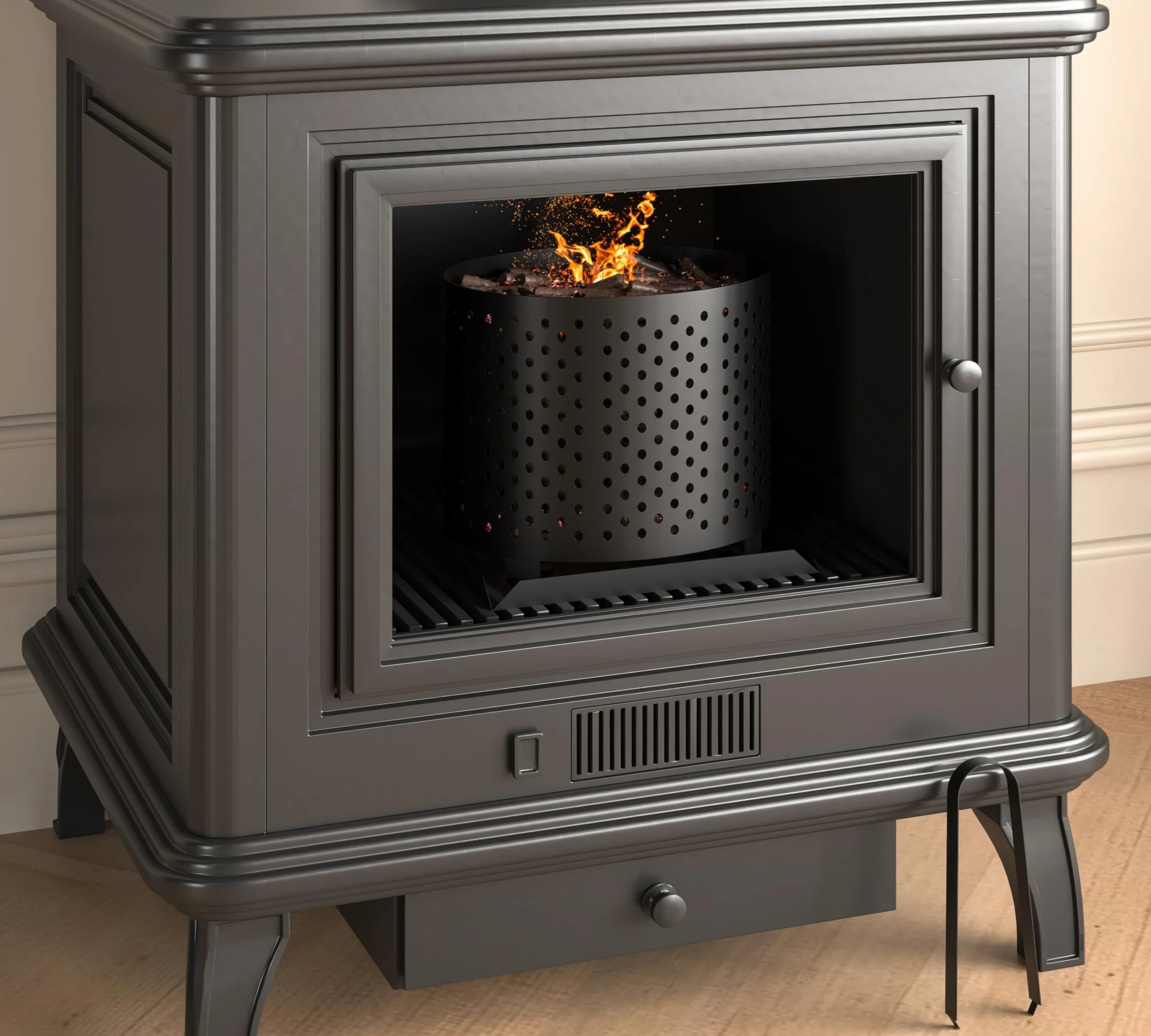 Kingson Kosz na pellet do kominka stalowy palnik 24x17x22 cm