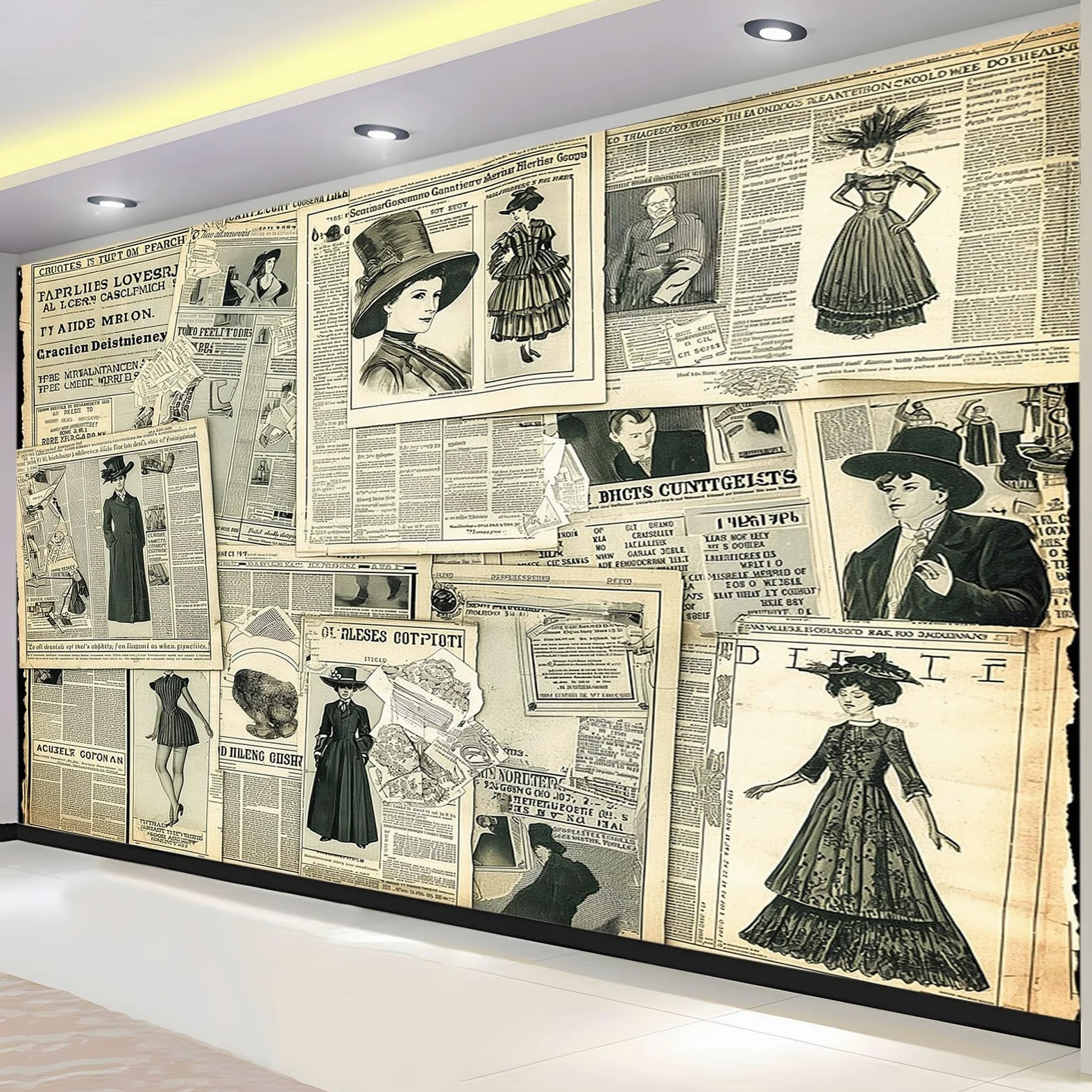 Styl gazety mural tapeta retro ubrania modele ścienne murale do sypialni salonu dzieci przedszkole fototapeta artystyczna dekoracja szer. 400 x wys. 280 cm dekoracja ścienna papier plakat
