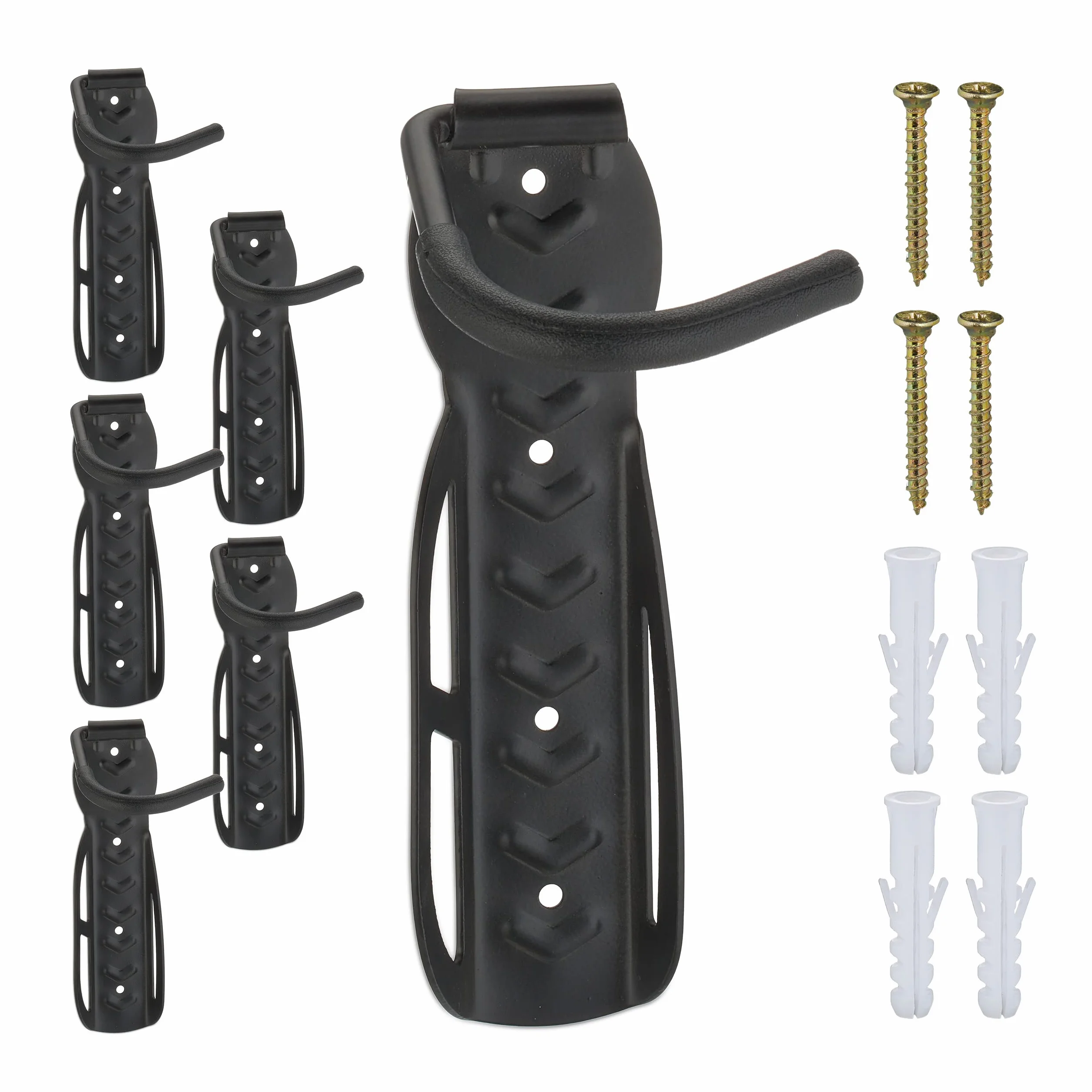 Relaxdays Uchwyt ścienny do roweru, zestaw 6 szt., zawieszenie roweru do 25 kg, pionowy, ścienny uchwyt rowerowy, metal, czarny