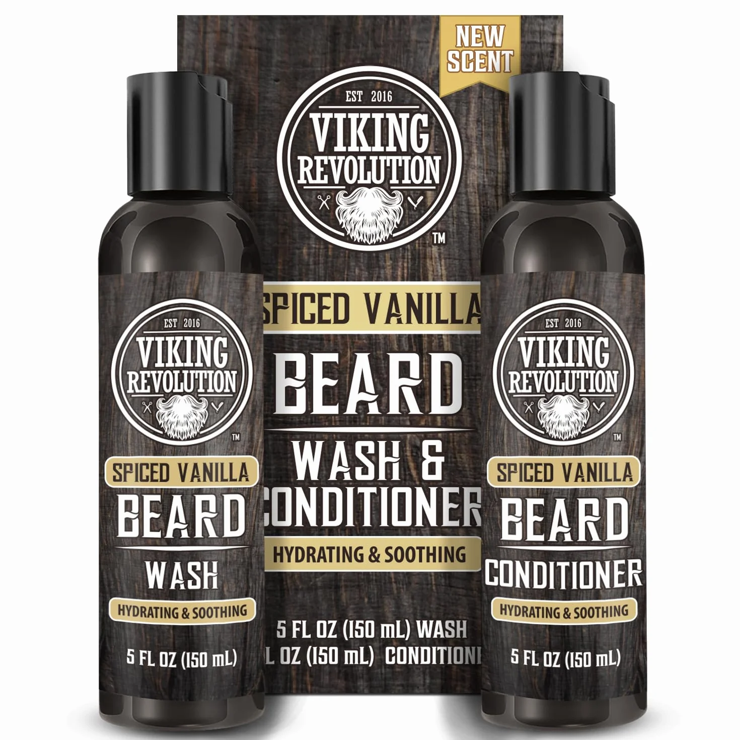Viking Revolution Beard Wash and Beard Conditioner for Men with Arganowy Oil and Jojoba Oil - Beard Softener and Strengthener Beard Care Beard Care Beard Shampoo and Conditioner with Beard Oil (5