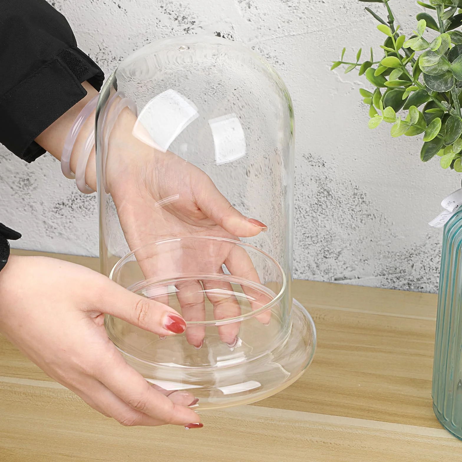 Szklana doniczka mini terrarium na sukulenty z otworem wentylacyjnym 3 mm