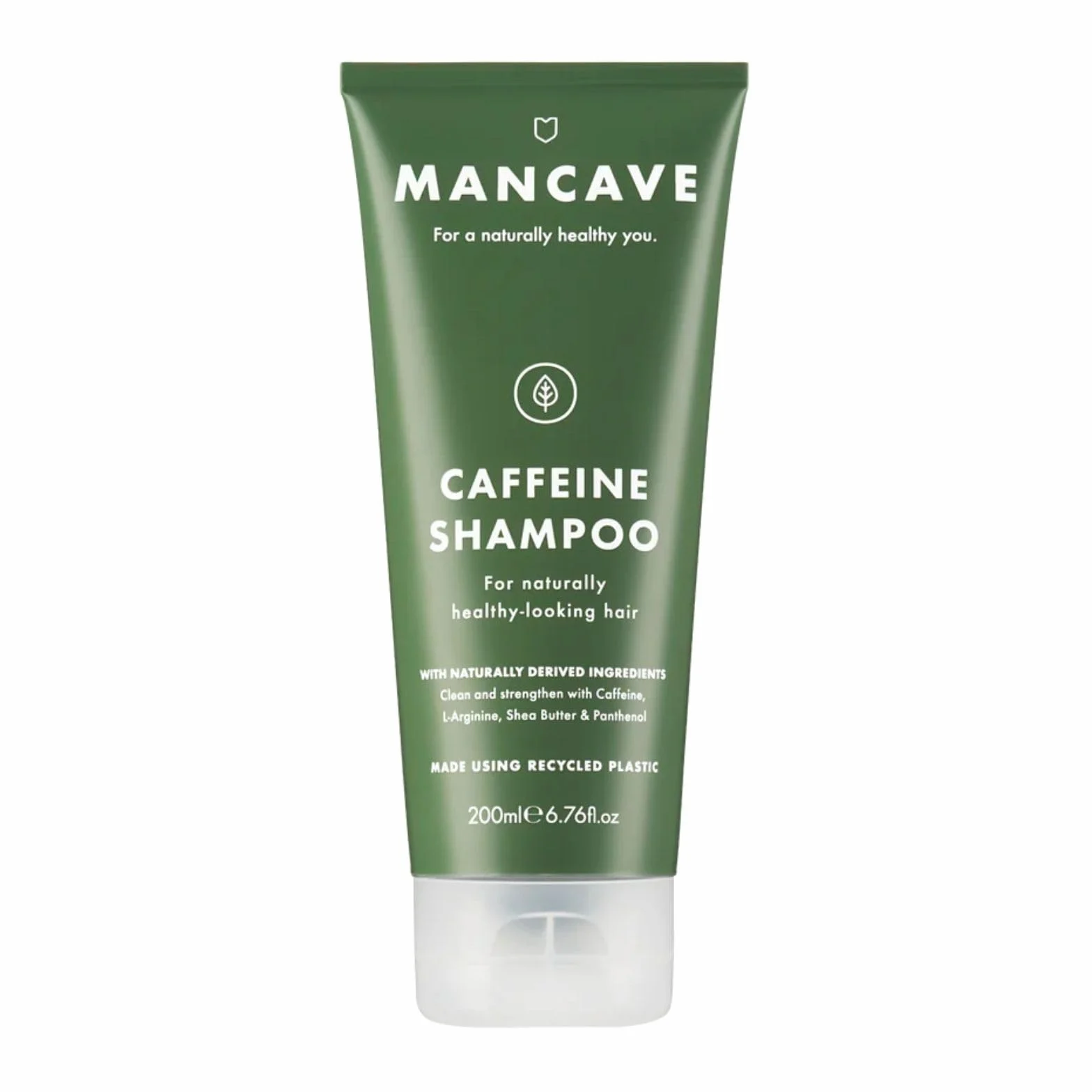 ManCave Kofeina 200ml Szampon dla Mężczyzn, Naturalne Składniki, Wegański, Przyjazny Środowisku i Cruelty-Free, Wspierający Wzrost Włosów z Kofeiną, Pantenolem i Witaminą E