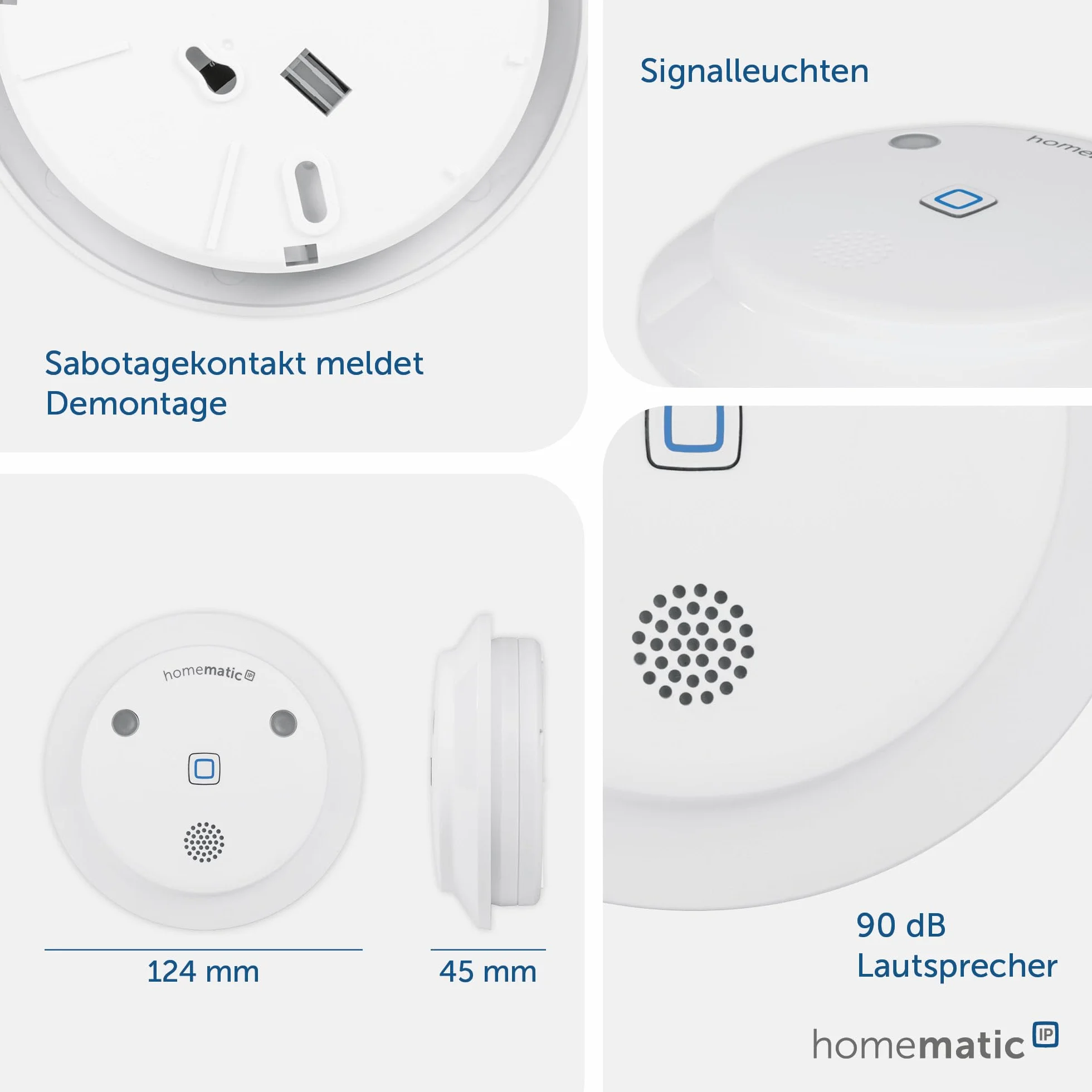 Homematic IP Syrena alarmowa Smart Home, bezprzewodowa bezprzewodowa syrena wewnętrzna z funkcją aplikacji ostrzega słyszalna, widoczna i za pomocą wiadomości push, 153825A0