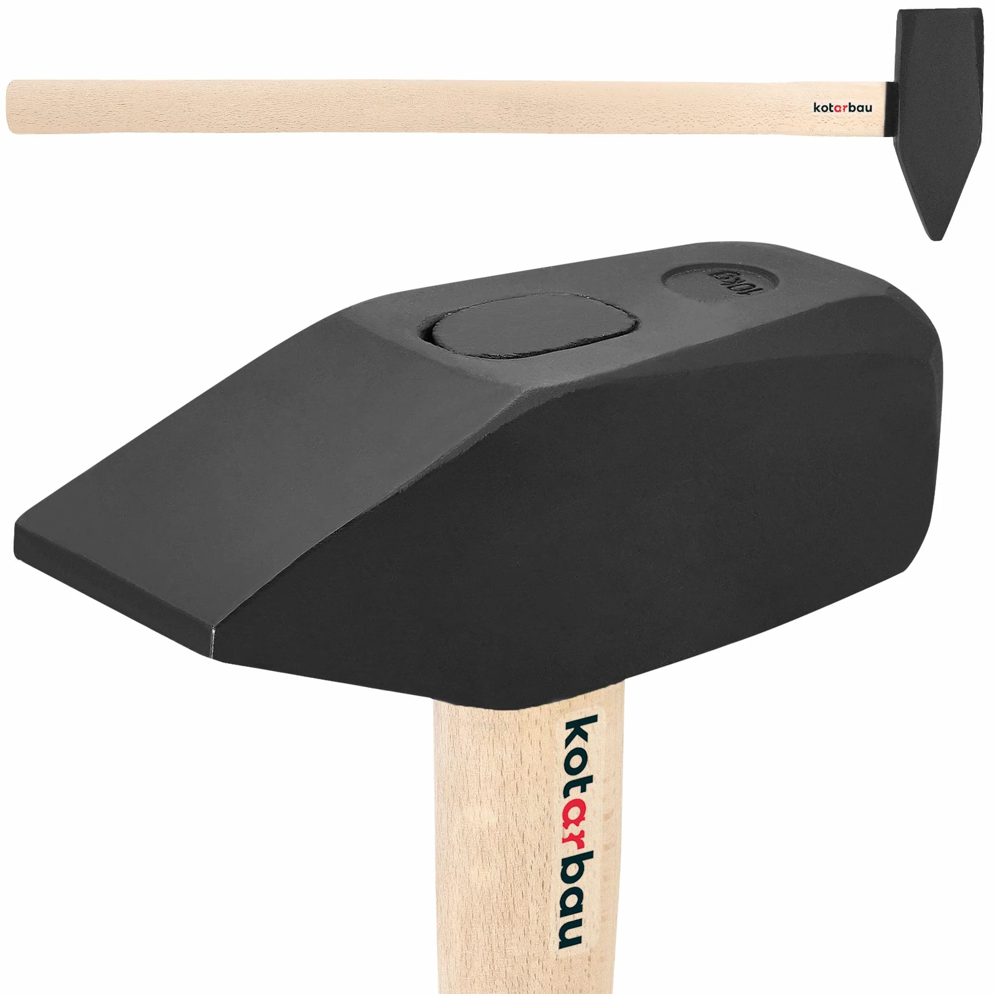 KOTARBAU® Młotek Ślusarski - 10 kg - Młotek Stalowy do Gwoździ - Drewniany Trzonek - 90 cm